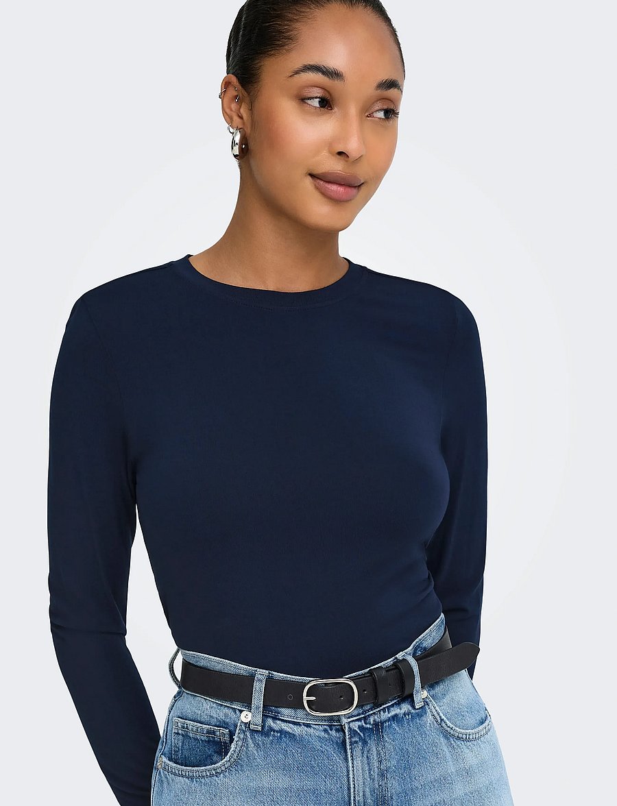 ONLY - ONLBAMBOO L/S O-NECK TOP JRS - langærmede toppe - night sky - 5