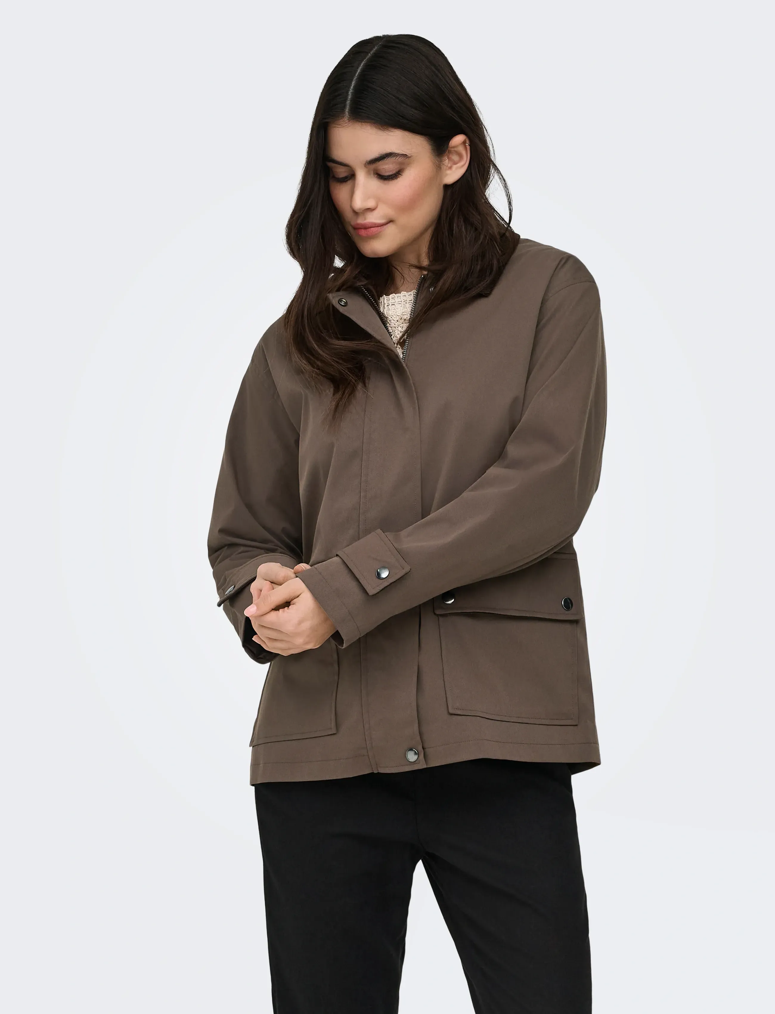 ONLY ONLEVELYN MIX JACKET OTW - Takit - CHOCOLATE MARTINI / silver