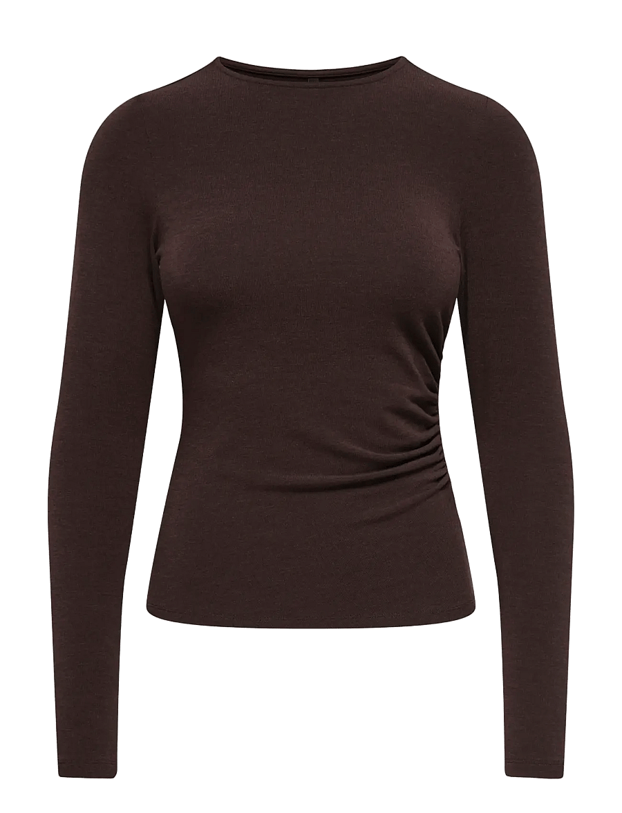 ONLY - ONLGLAMOUR L/S RUCHING TOP CC JRS - stickade tröjor - bracken - 1