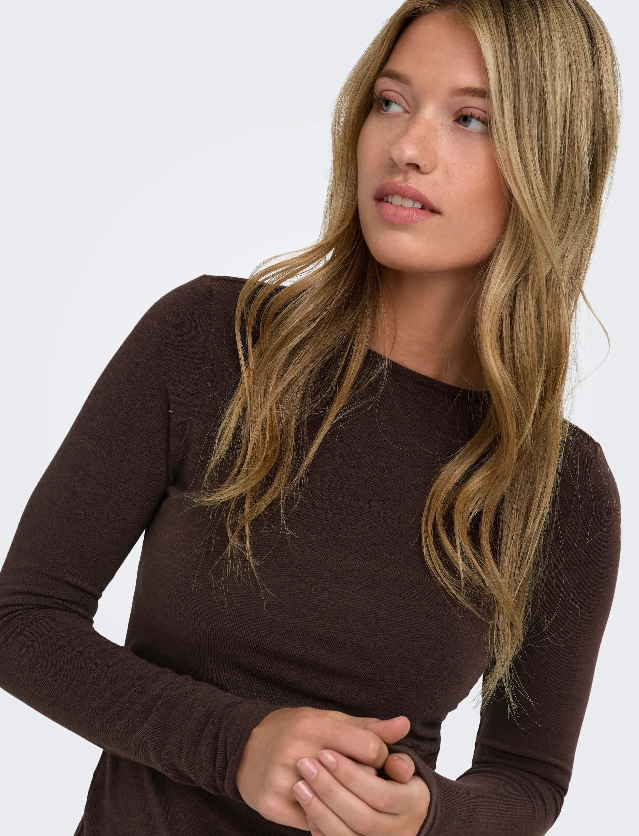 ONLY - ONLGLAMOUR L/S RUCHING TOP CC JRS - stickade tröjor - bracken - 5