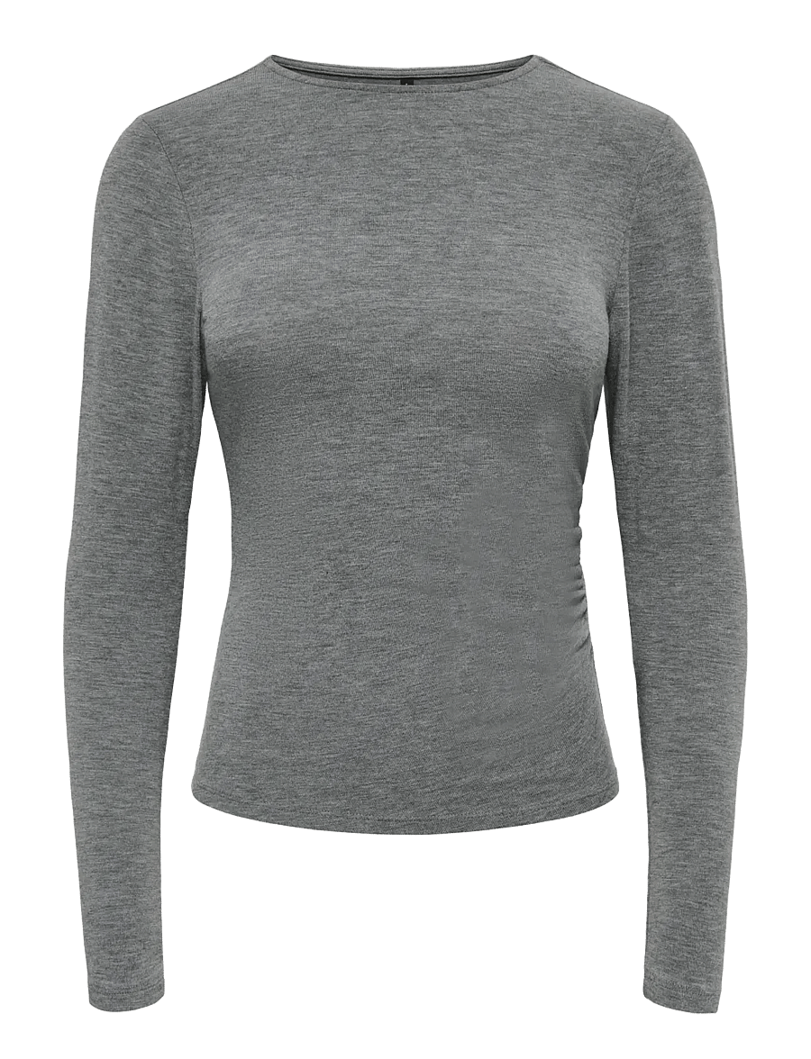 ONLY - ONLGLAMOUR L/S RUCHING TOP CC JRS - striktrøjer - medium grey melange - 1
