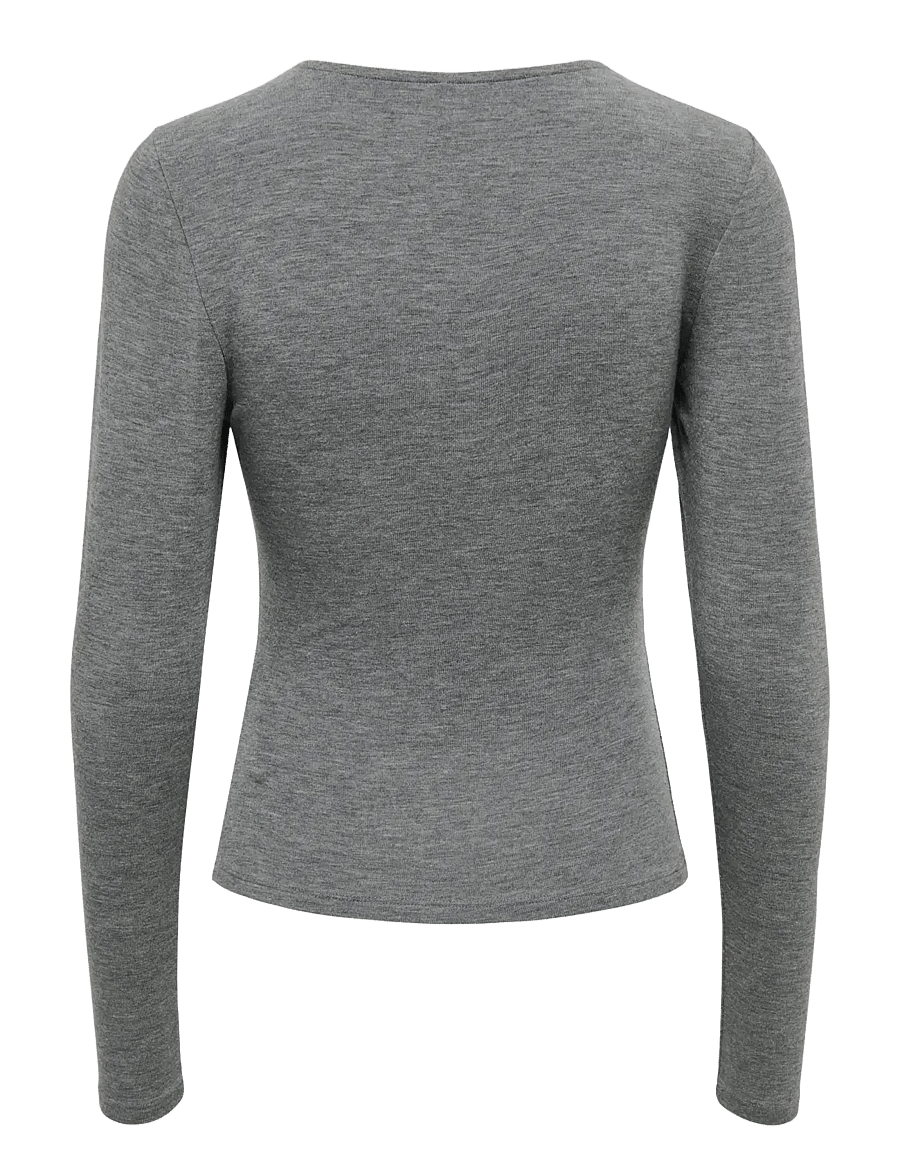 ONLY - ONLGLAMOUR L/S RUCHING TOP CC JRS - striktrøjer - medium grey melange - 2