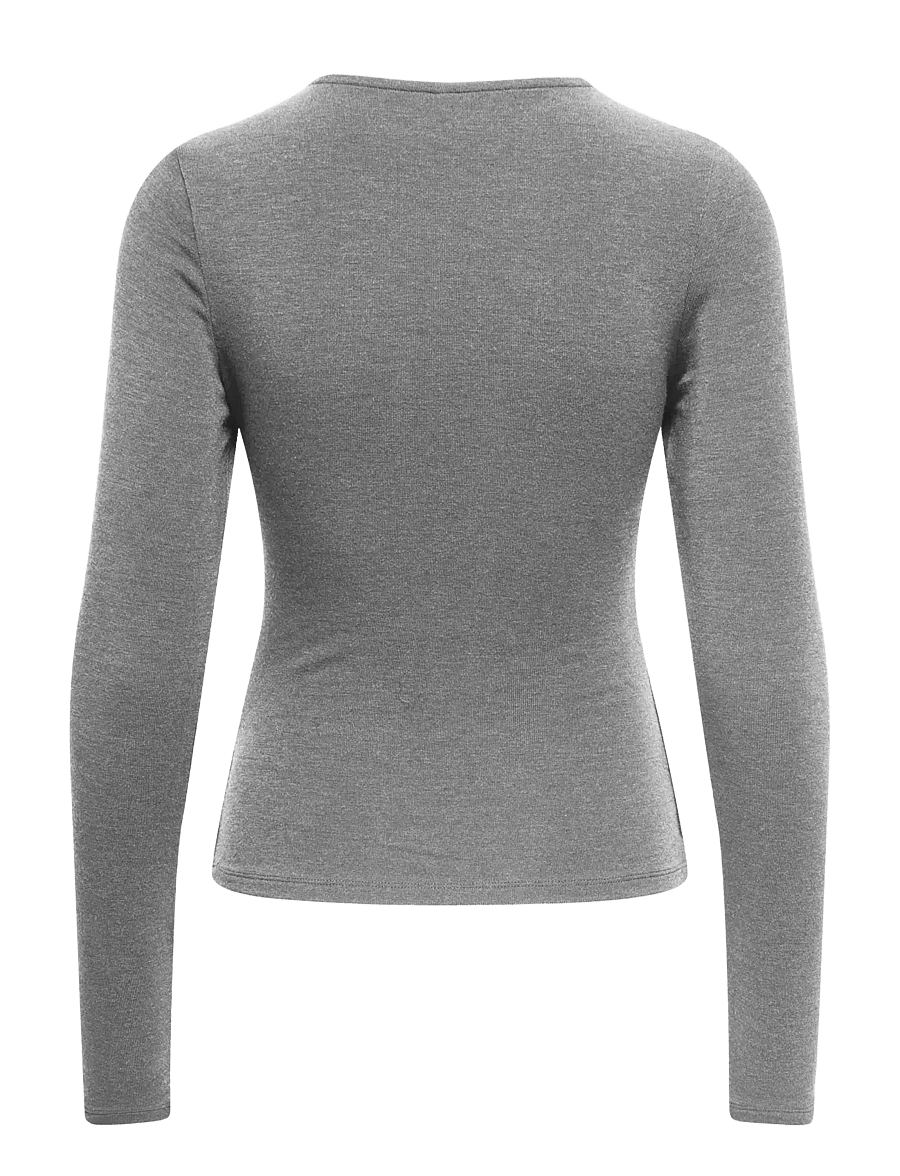 ONLY - ONLGLAMOUR L/S RUCHING TOP CC JRS - stickade tröjor - medium grey melange - 2