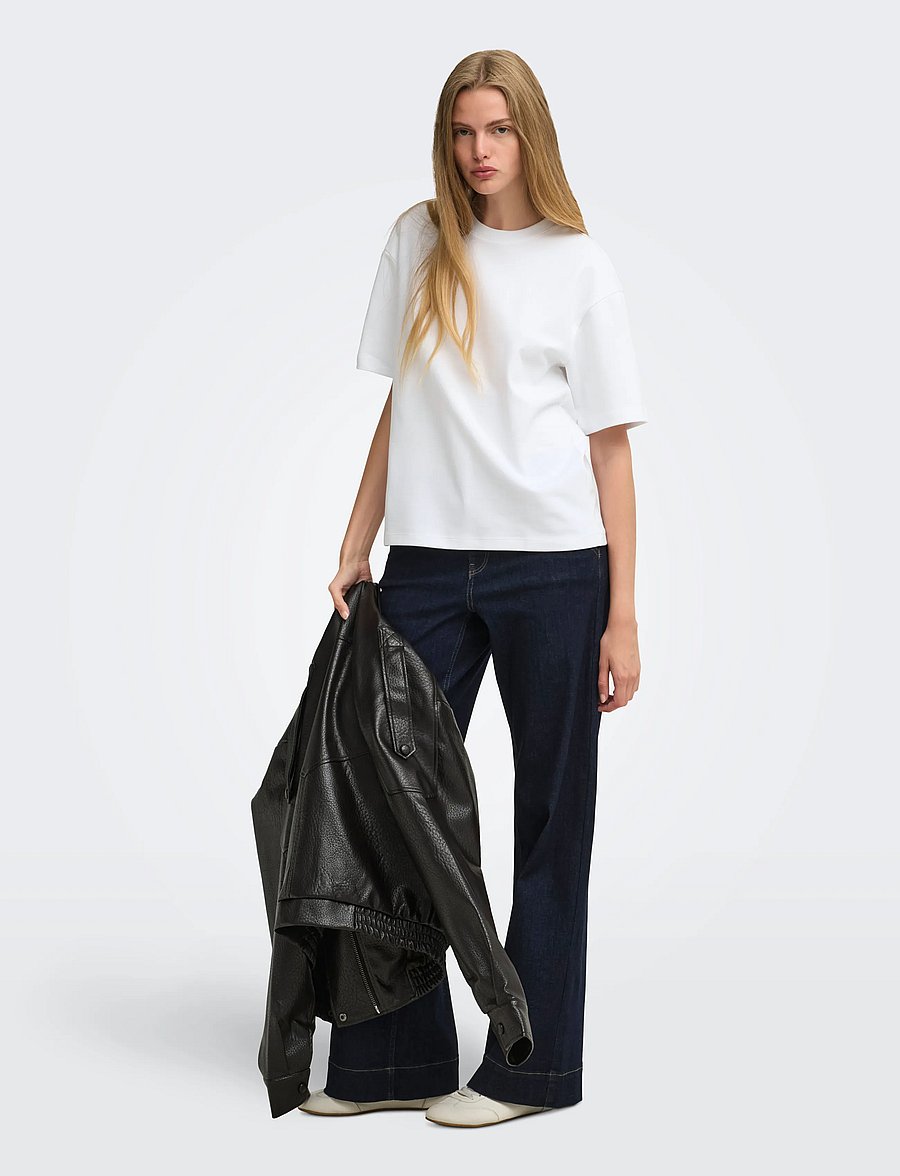 ONLY - ONLSUPERIOR SS ONECK LOOSETOP JRS NOOS - t-shirts - bright white - 4