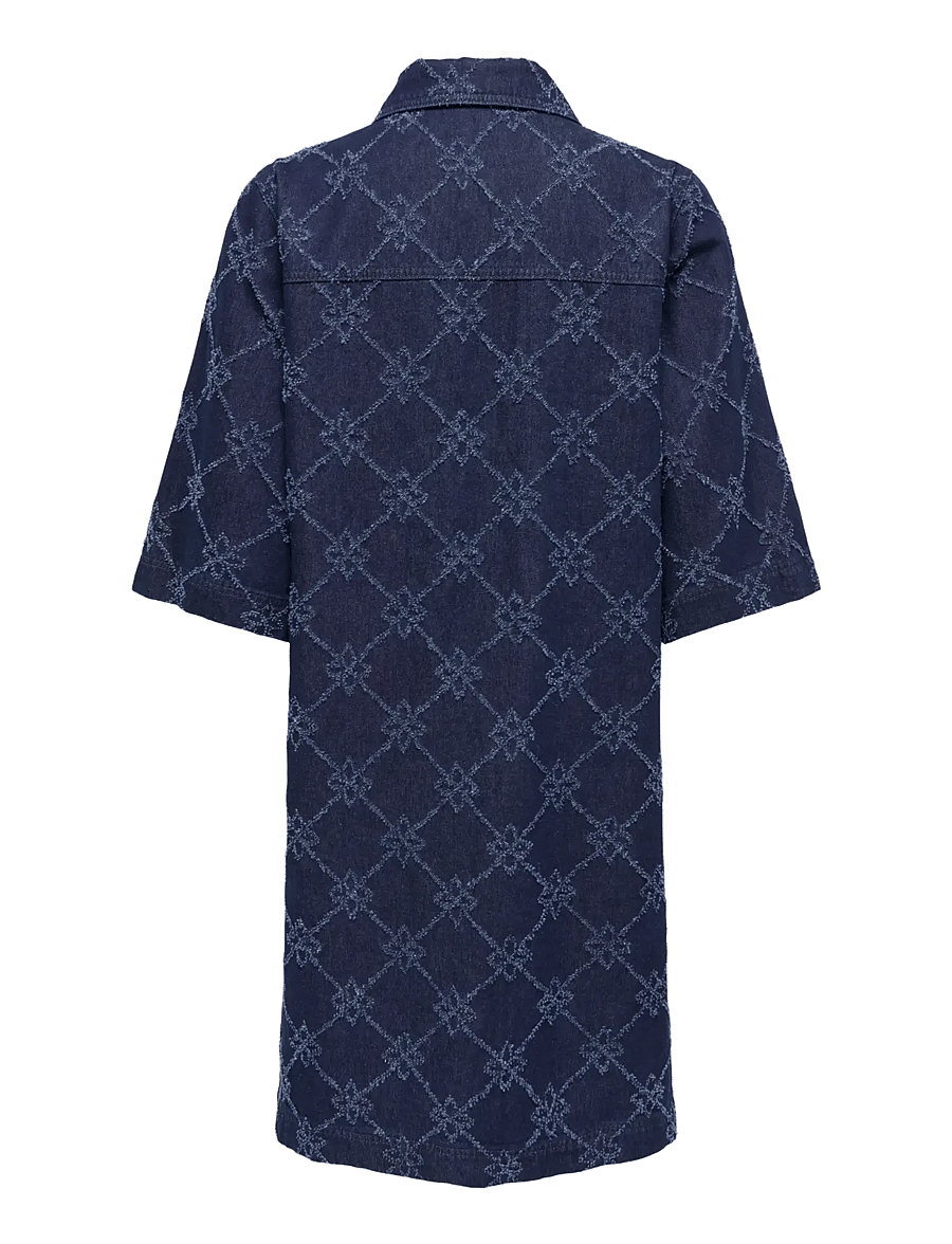 ONLY - ONLBELLA WIDE SLEEVES PRINT DRESS DNM - dark blue denim - 1