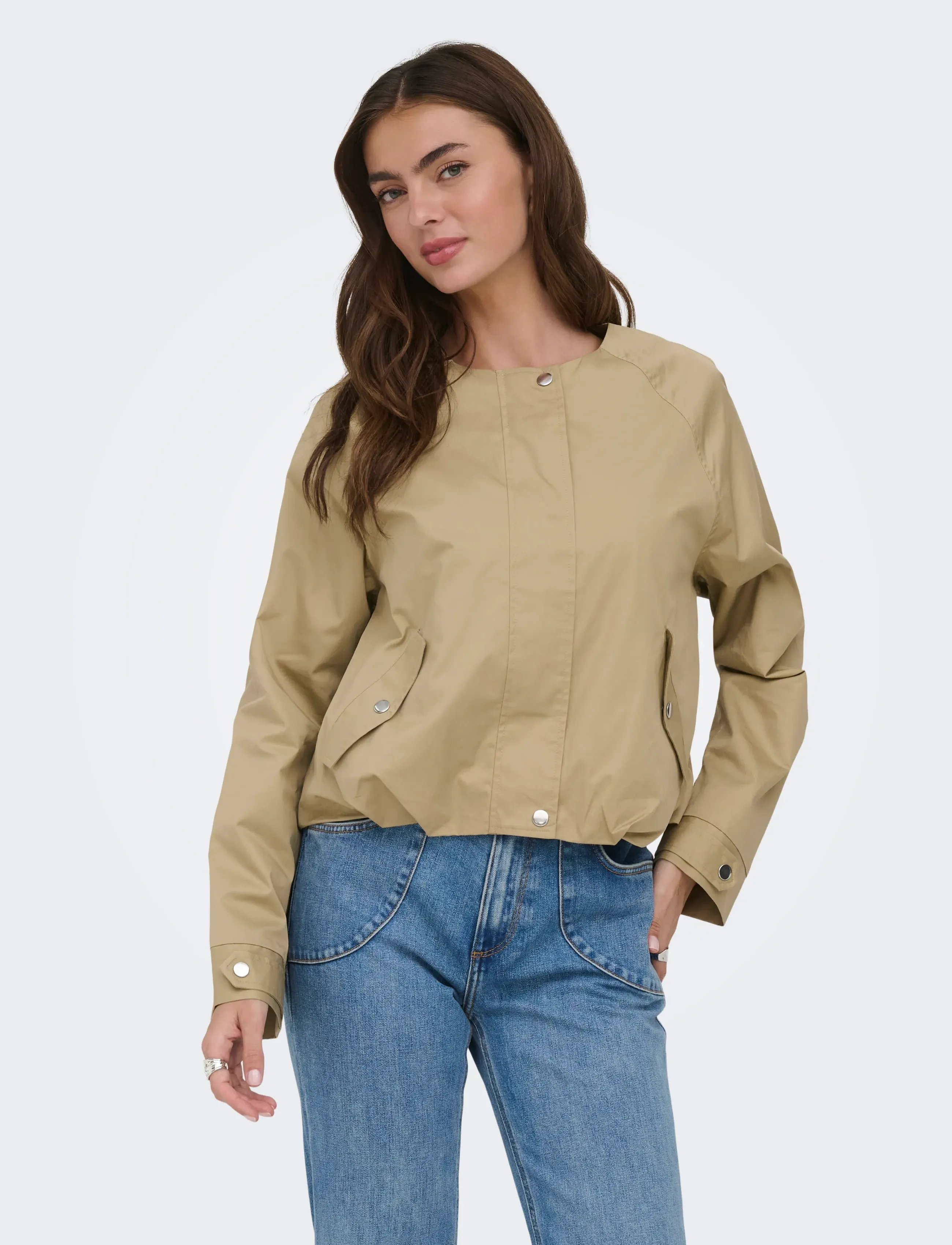 ONLY Onlfaye L/S Bomber Jacket Pnt, M, Beige, Jakker > Bomberjakker, Dame