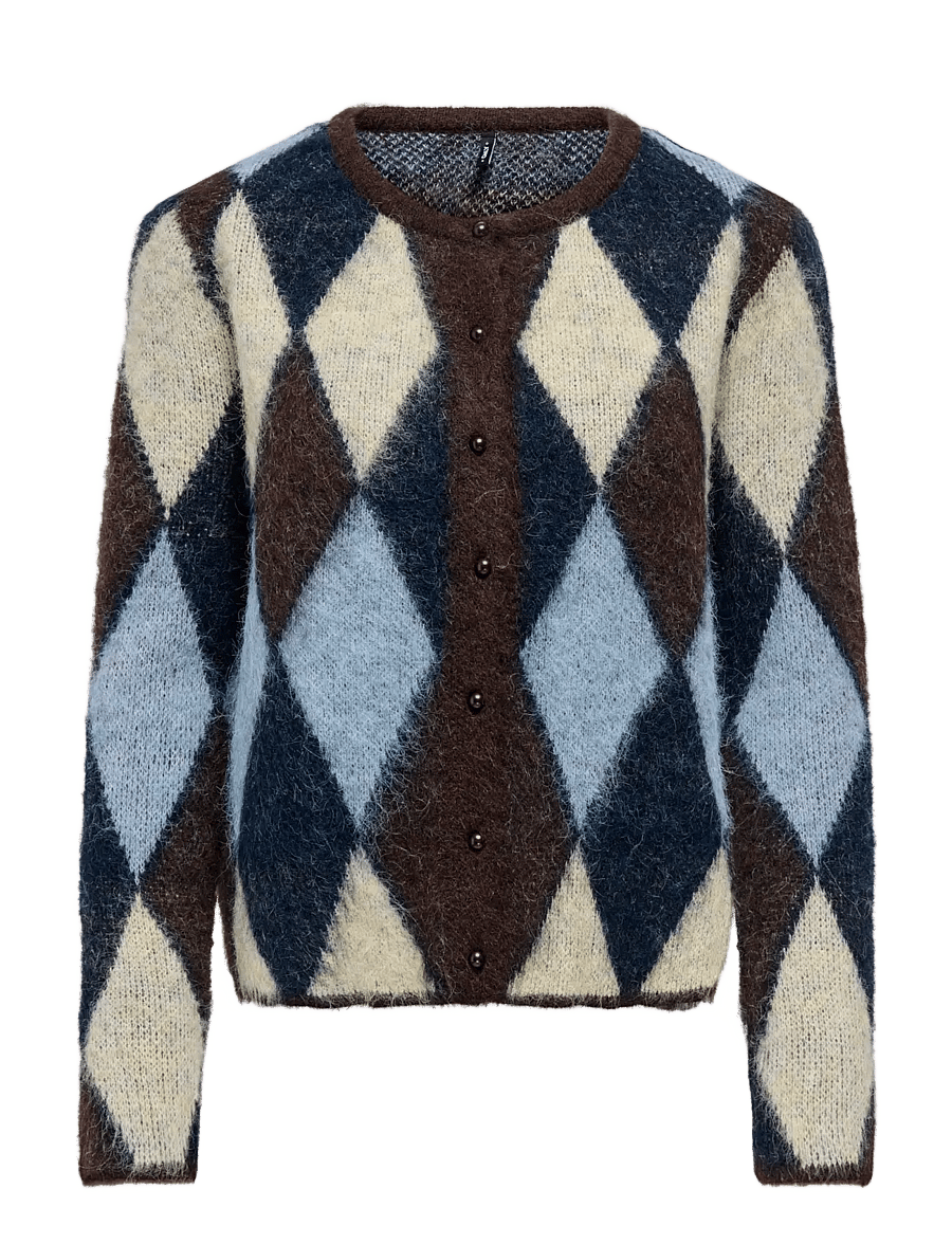 ONLY - ONLNOEME LS O-NECK CARDIGAN KNT - koftor - coffee bean - 1