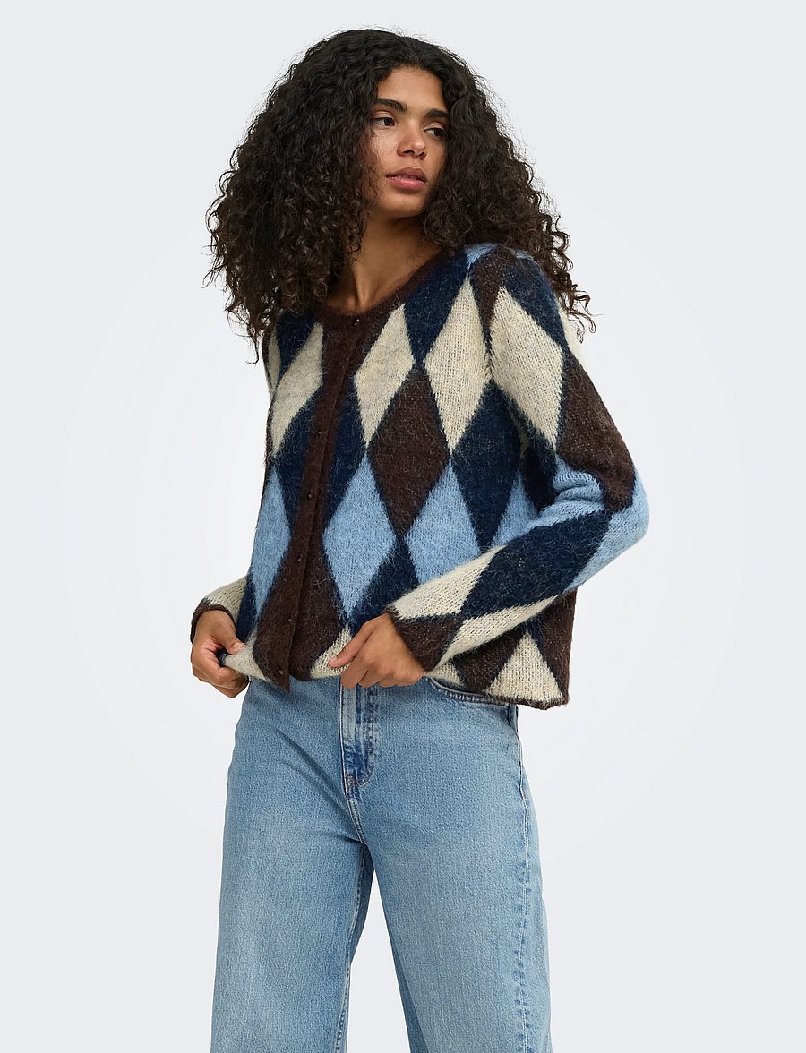 ONLY - ONLNOEME LS O-NECK CARDIGAN KNT - koftor - coffee bean - 0