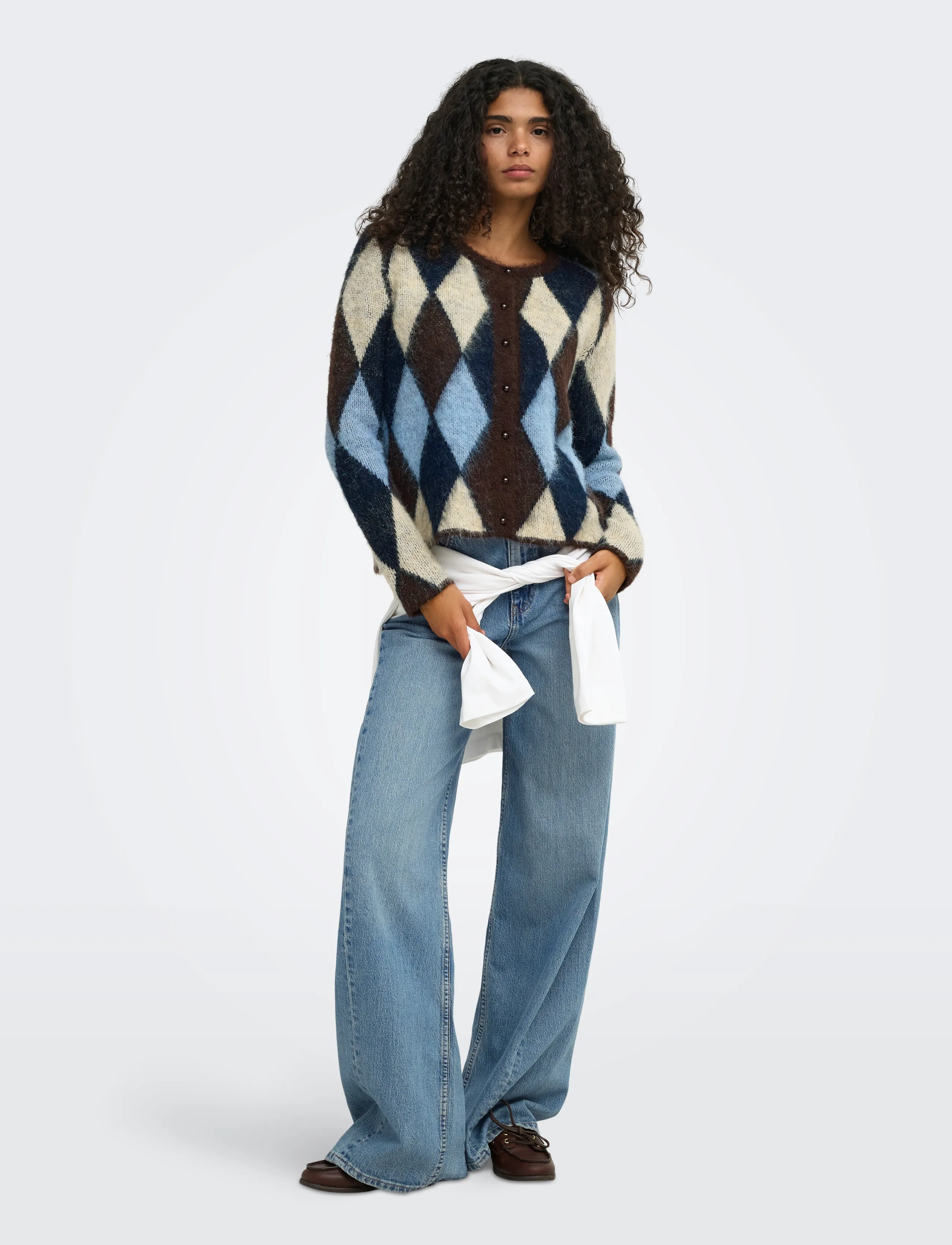 ONLY - ONLNOEME LS O-NECK CARDIGAN KNT - koftor - coffee bean - 4