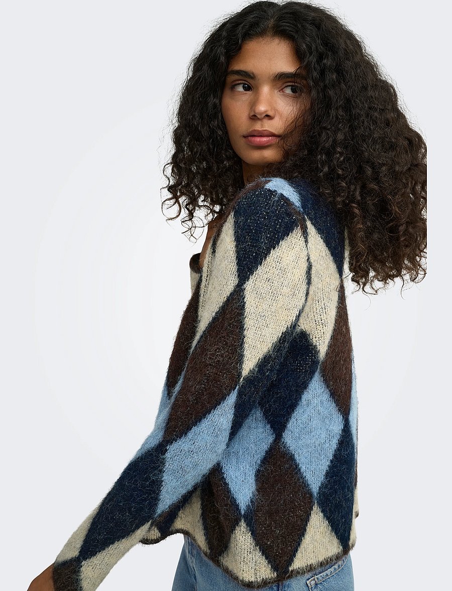 ONLY - ONLNOEME LS O-NECK CARDIGAN KNT - koftor - coffee bean - 5