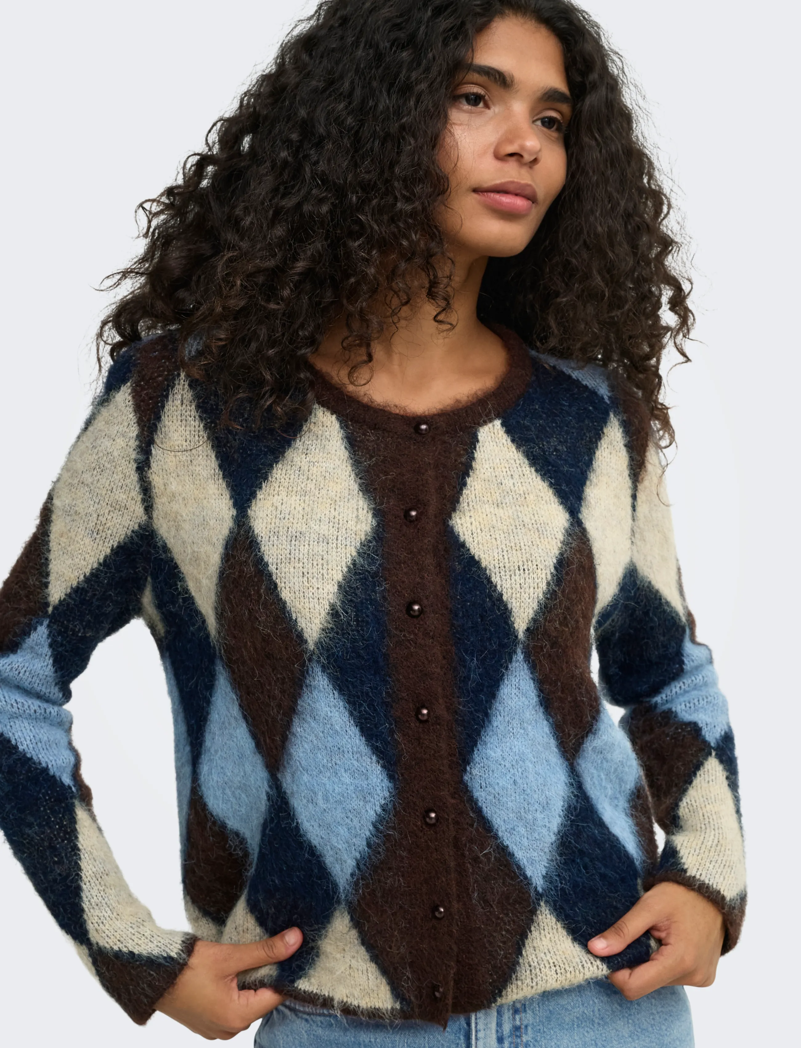 ONLY ONLNOEME LS O-NECK CARDIGAN KNT - Geburtstag - COFFEE BEAN / brown