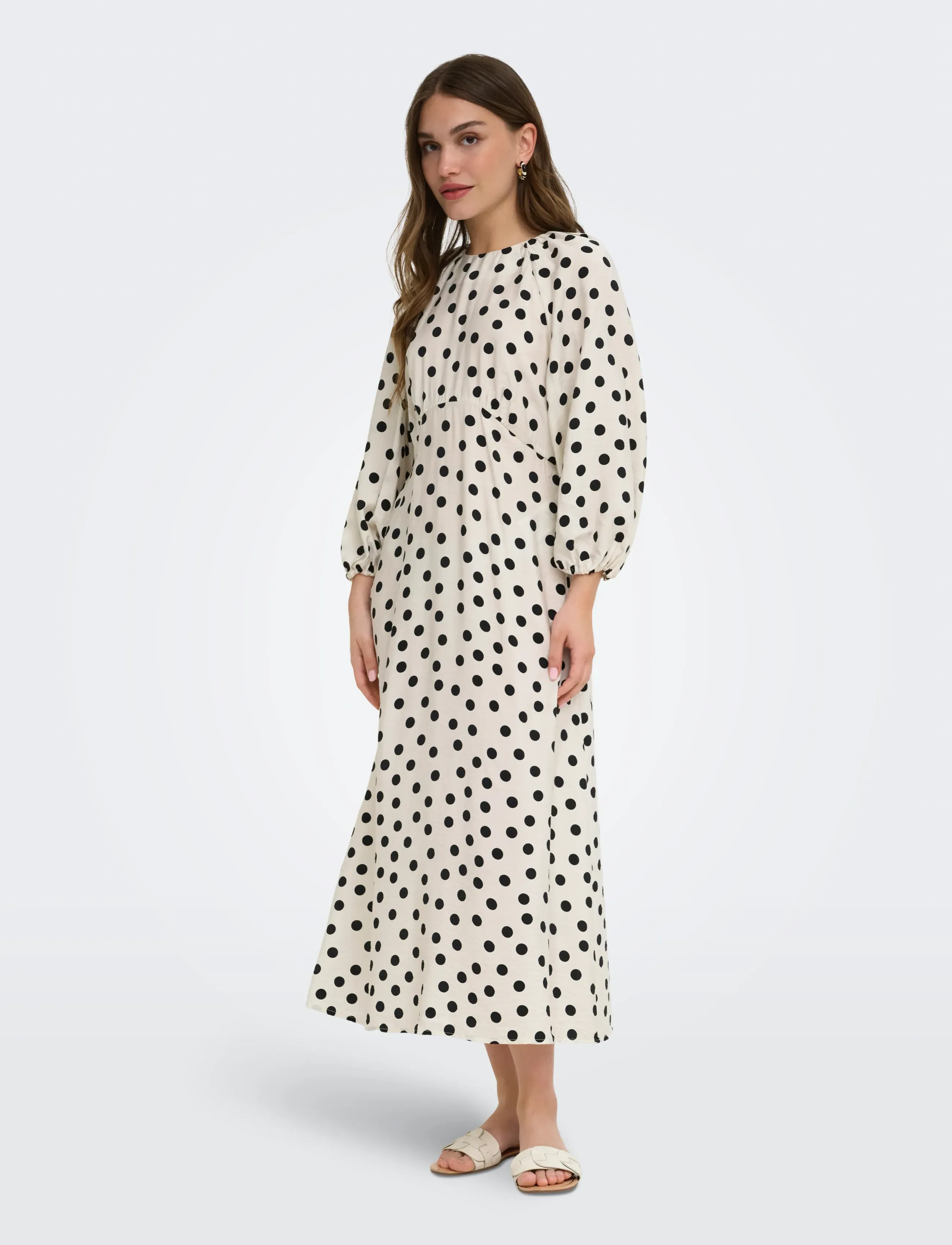 ONLY ONLMAIZEE 3/4 BELT MAXI DRESS WVN EX - Visa allt - CLOUD DANCER / black