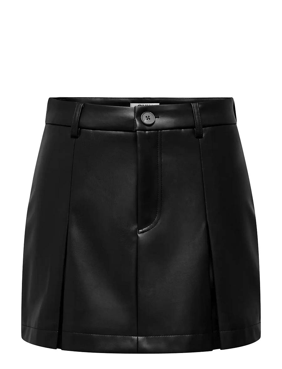 ONLY - ONLNIELLA HW PLEAT FAUX LEATHE SKIRT PNT - plisserede nederdele - black - 0