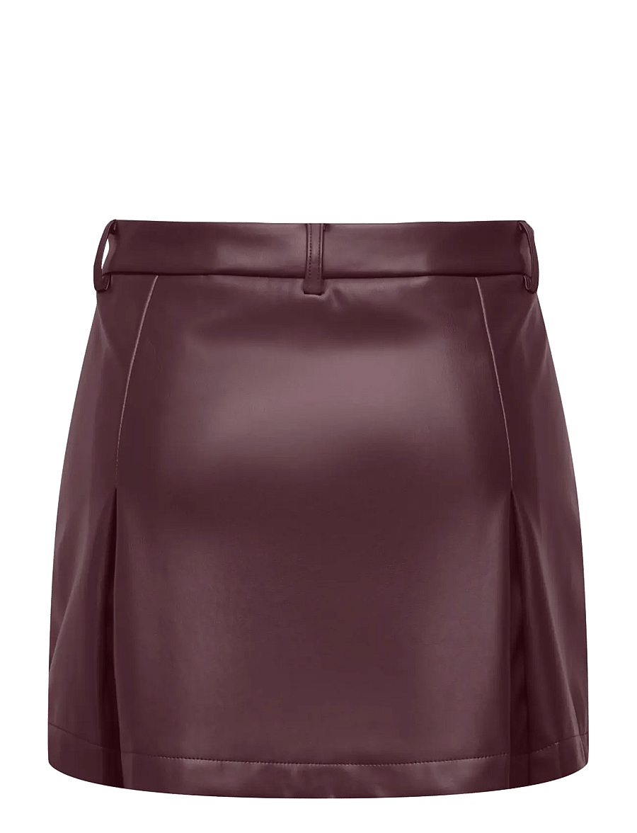 ONLY - ONLNIELLA HW PLEAT FAUX LEATHE SKIRT PNT - fudge - 1