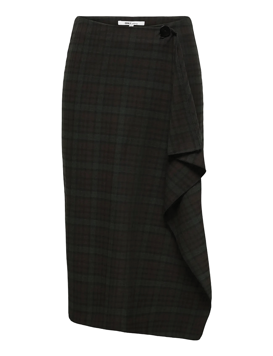 ONLY - ONLVANJA HW LONG CHECK SKIRT PNT - wrap skirts - coffee bean - 0