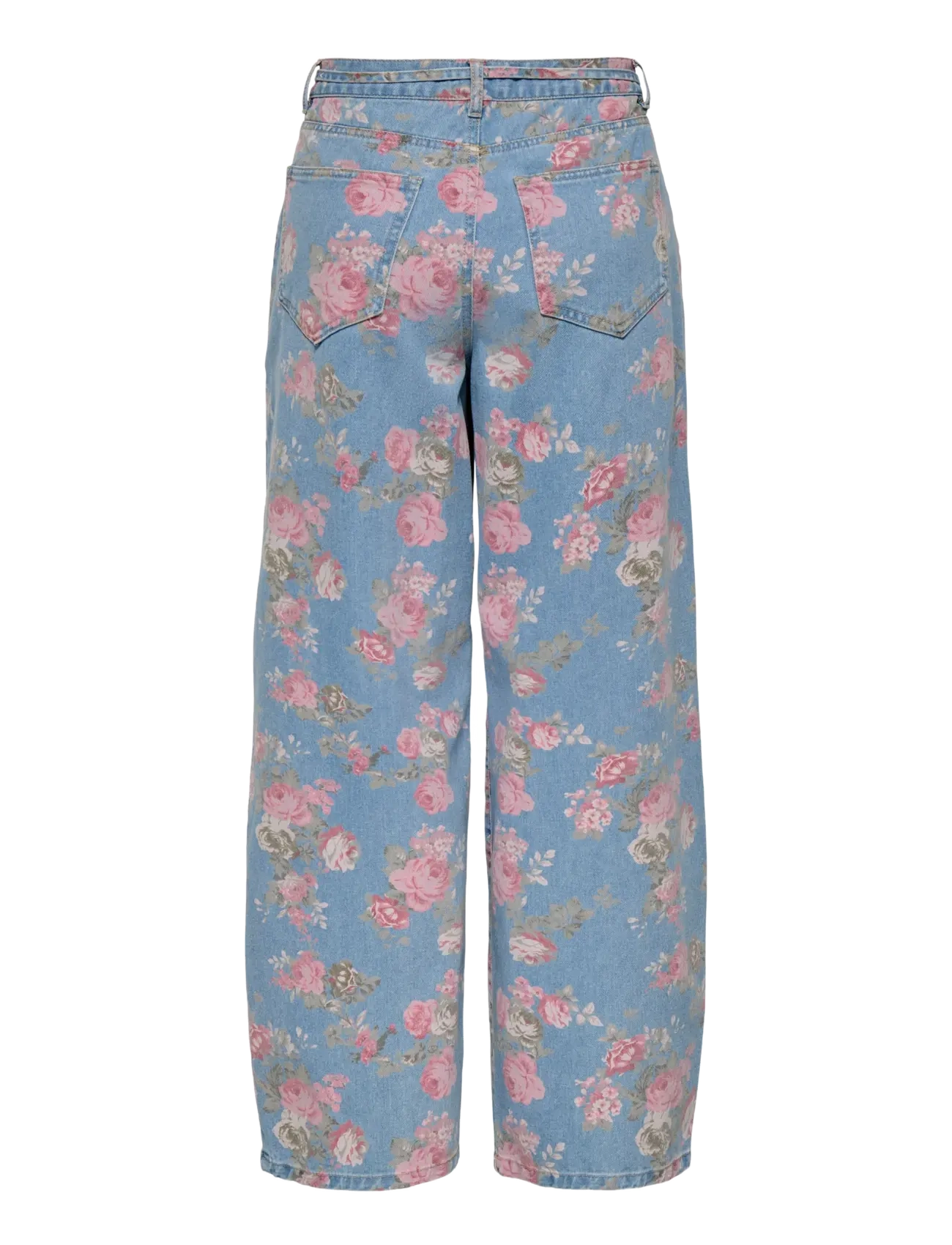 ONLY - ONLGIANNA HW STR BELT AOP FLOWER DNM - medium blue denim - 1