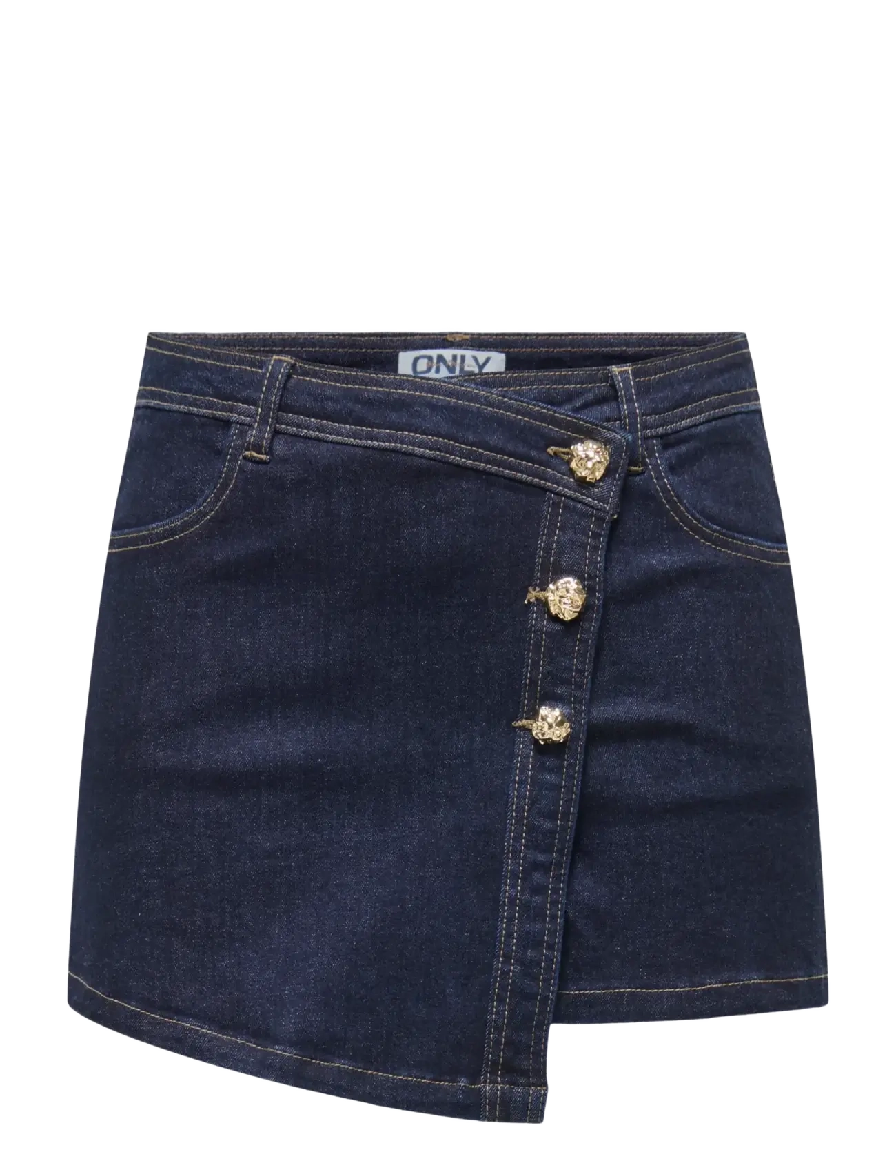 ONLY ONLLILLIE REG GOLD BUT DNM SKORT BJ - Only - DARK BLUE DENIM / gold