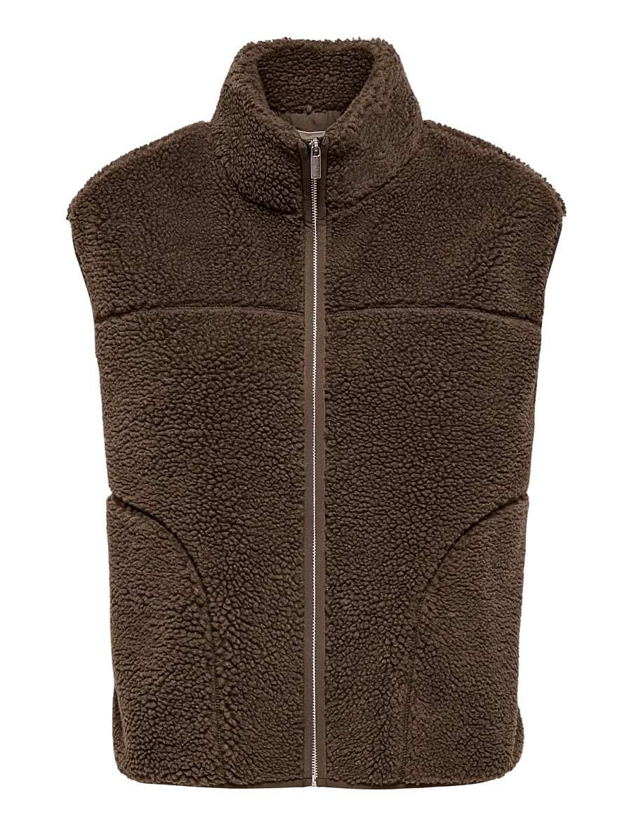 ONLY - ONLBABY TEDDY HIGH ZIP VEST PNT NOOS - vestes sans manches en tissu peluche - chocolate martini - 0
