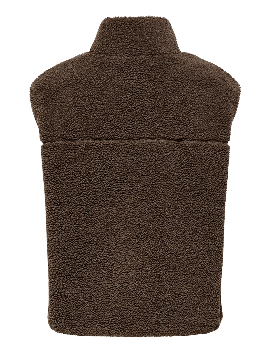 ONLY - ONLBABY TEDDY HIGH ZIP VEST PNT NOOS - vestes sans manches en tissu peluche - chocolate martini - 1