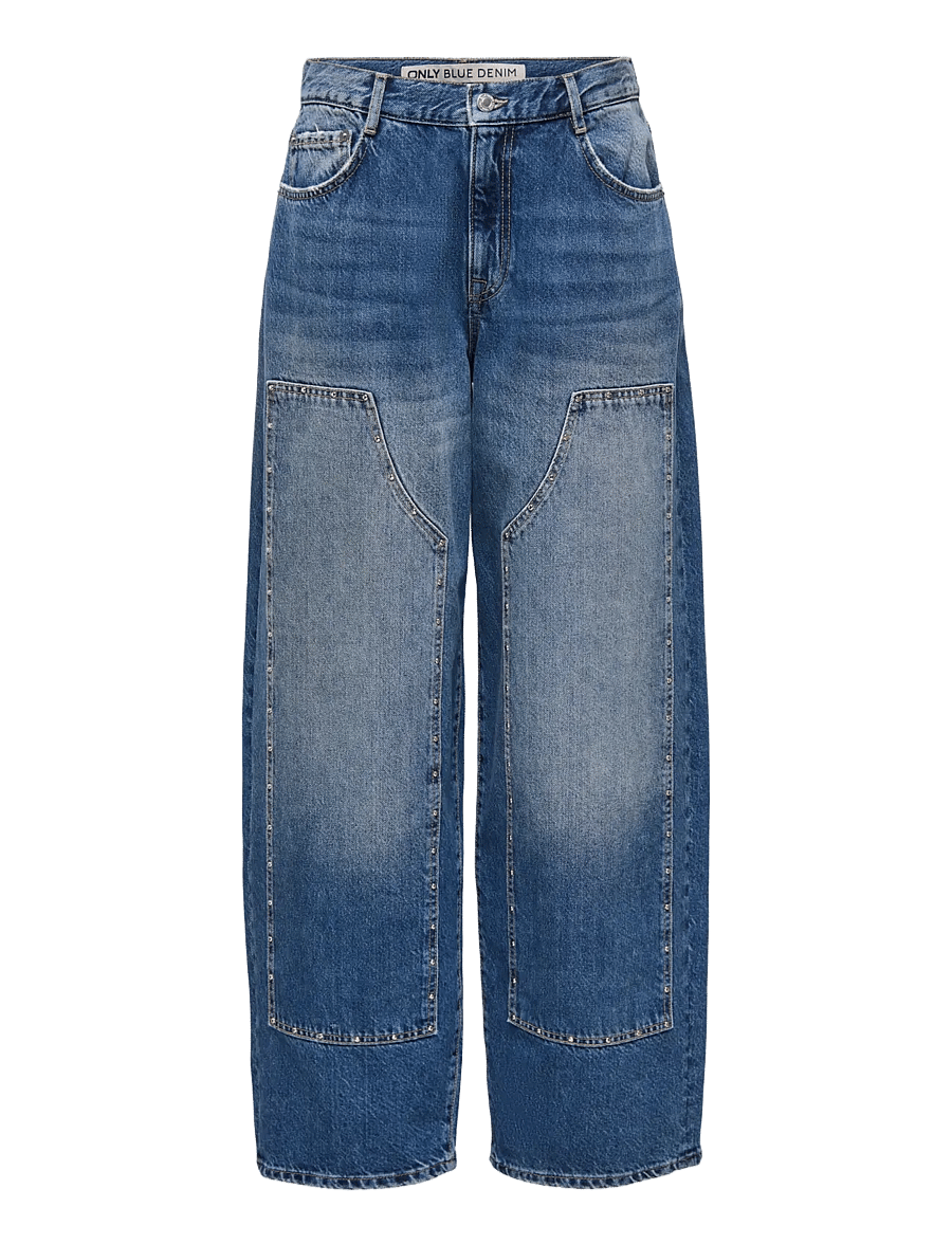 ONLY - ONLZOEY LW BARREL RED DNM DOT - barrel jeans - dark blue denim - 0