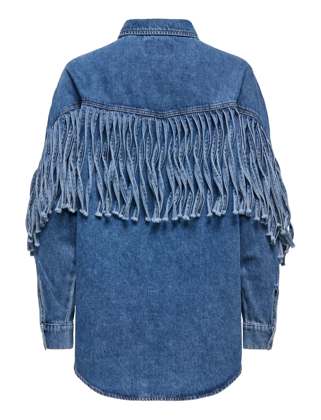 ONLY - ONLMAUREEN LS FRINGE DNM SHIRT AKM - teksasärgid - medium blue denim - 2