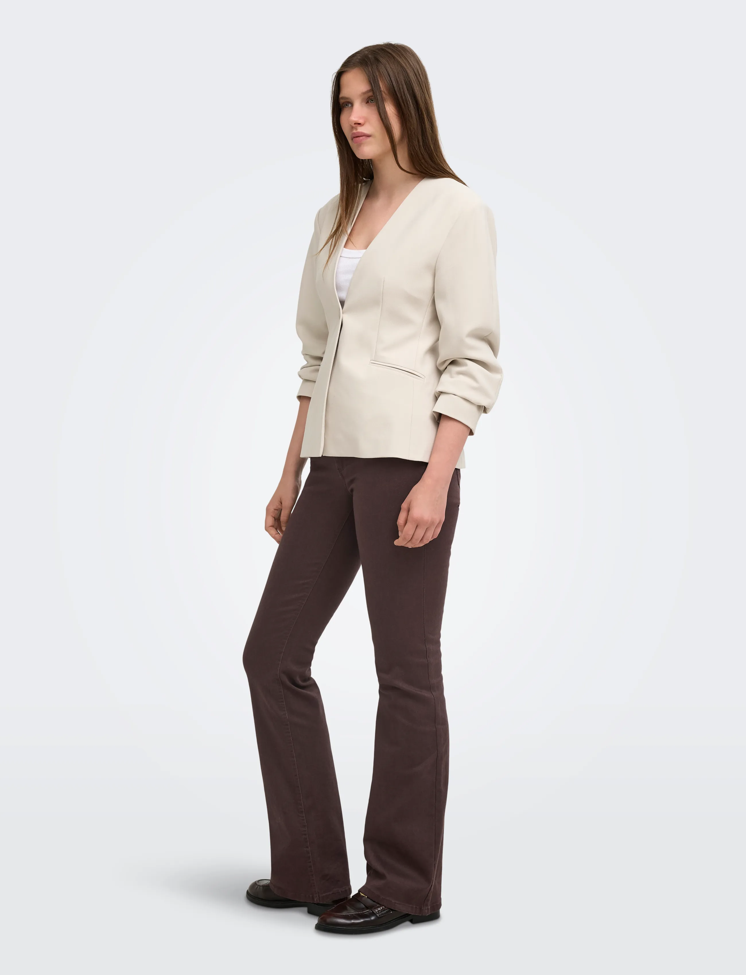 ONLY - ONLBLUSH MID FLARED COLOUR PANT PNT NOOS - schlaghosen - black coffee - 4