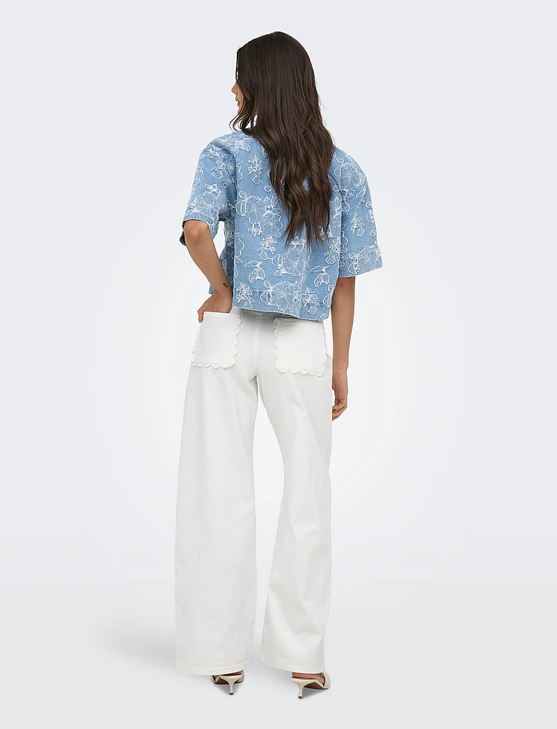 ONLY - ONLMADISON-SILLE HW WIDE POCKET PANT PNT - džinsi ar platām starām - bright white - 3