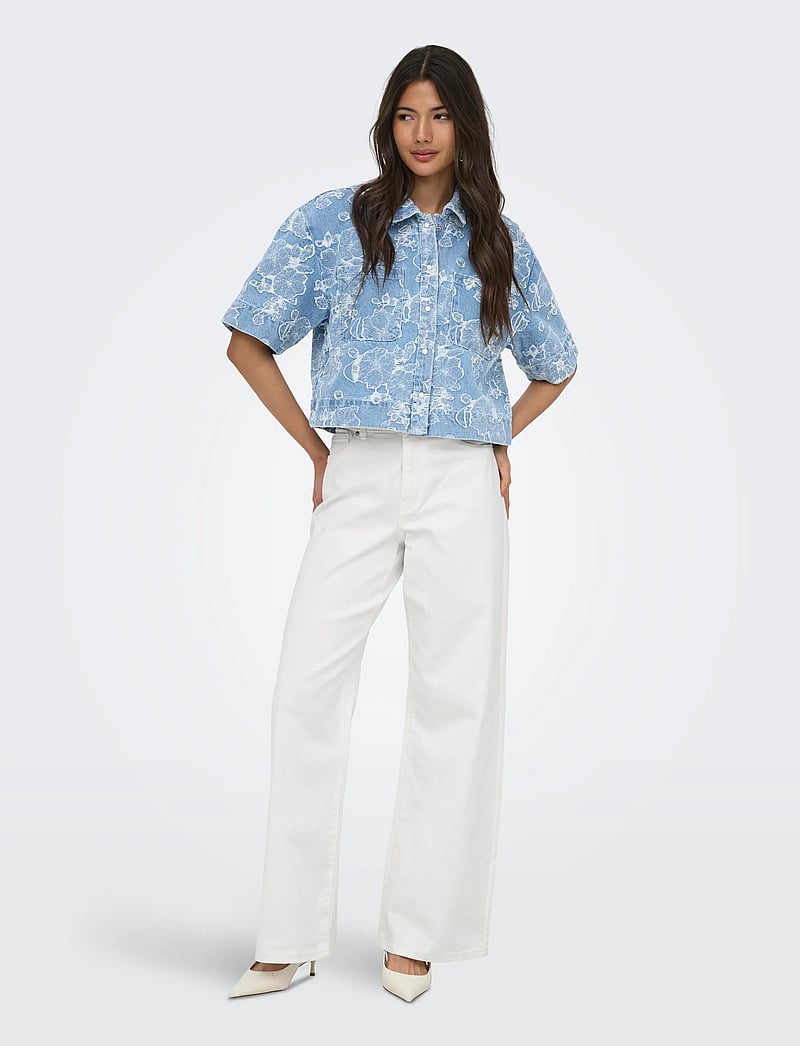 ONLY - ONLMADISON-SILLE HW WIDE POCKET PANT PNT - džinsi ar platām starām - bright white - 4