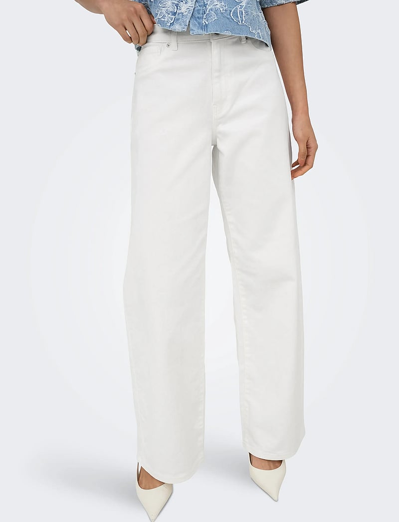 ONLY - ONLMADISON-SILLE HW WIDE POCKET PANT PNT - džinsi ar platām starām - bright white - 5