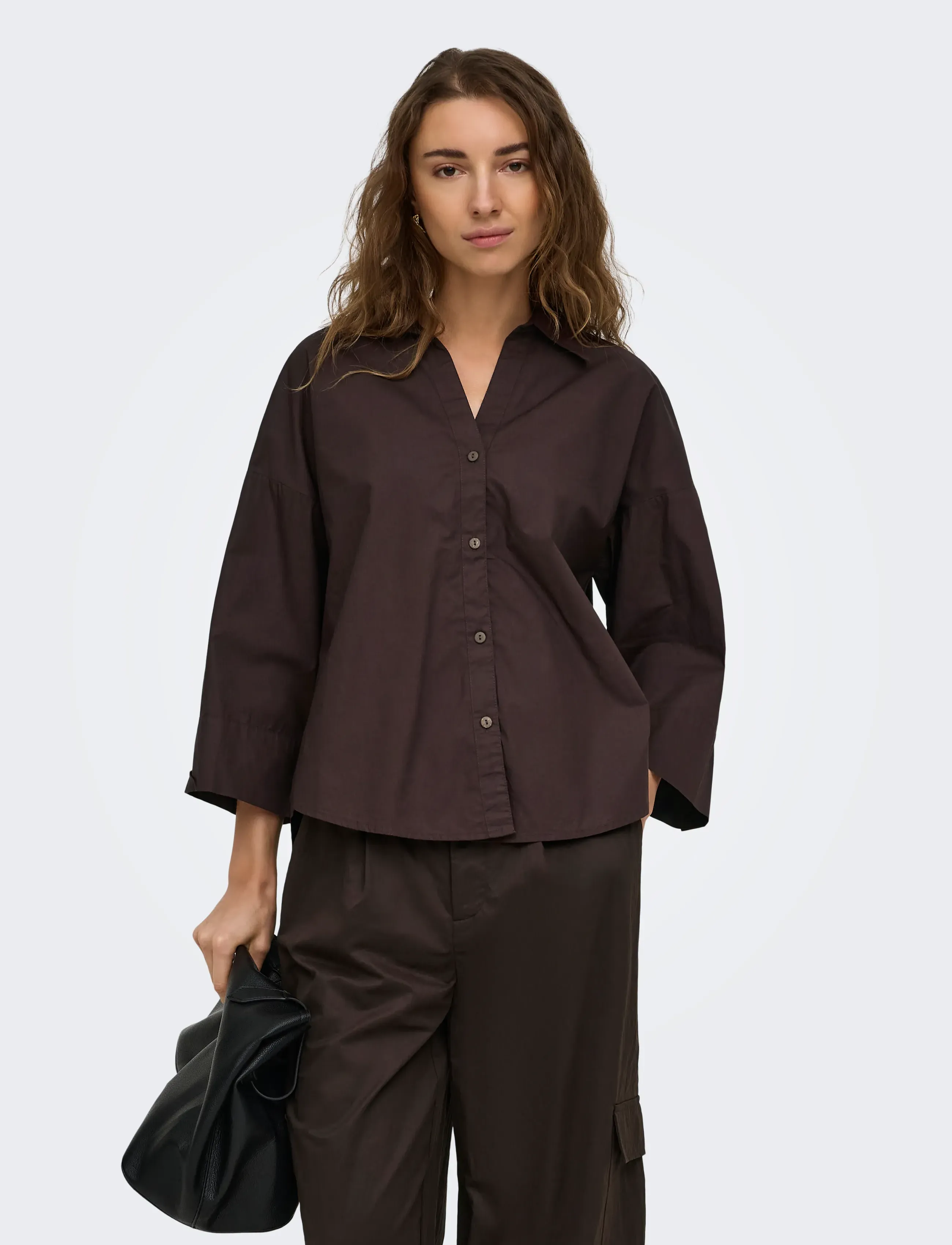 ONLY ONLSAJA KERI 3/4 SHIRT WVN - ONLY - COFFEE BEAN / brown