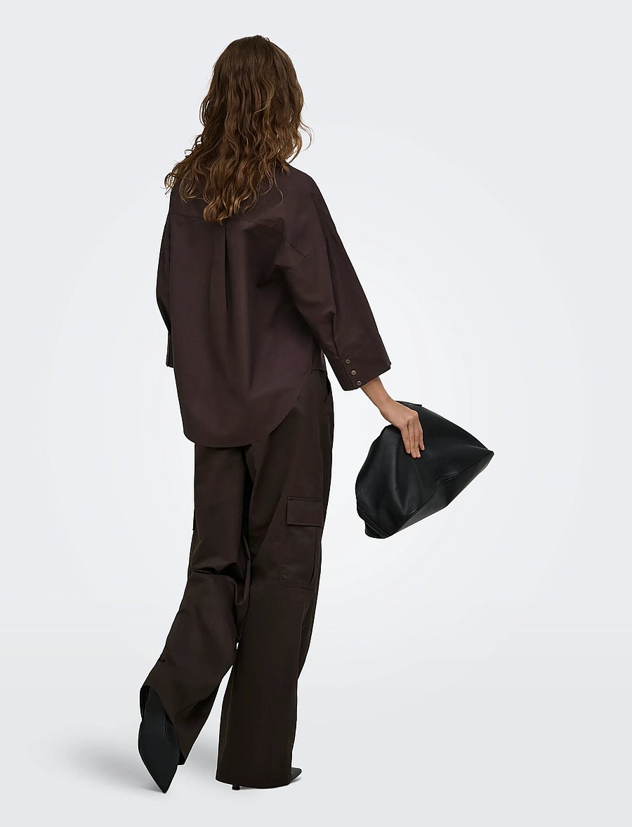 ONLY - ONLSAJA KERI 3/4 SHIRT WVN - kortærmede skjorter - coffee bean - 3
