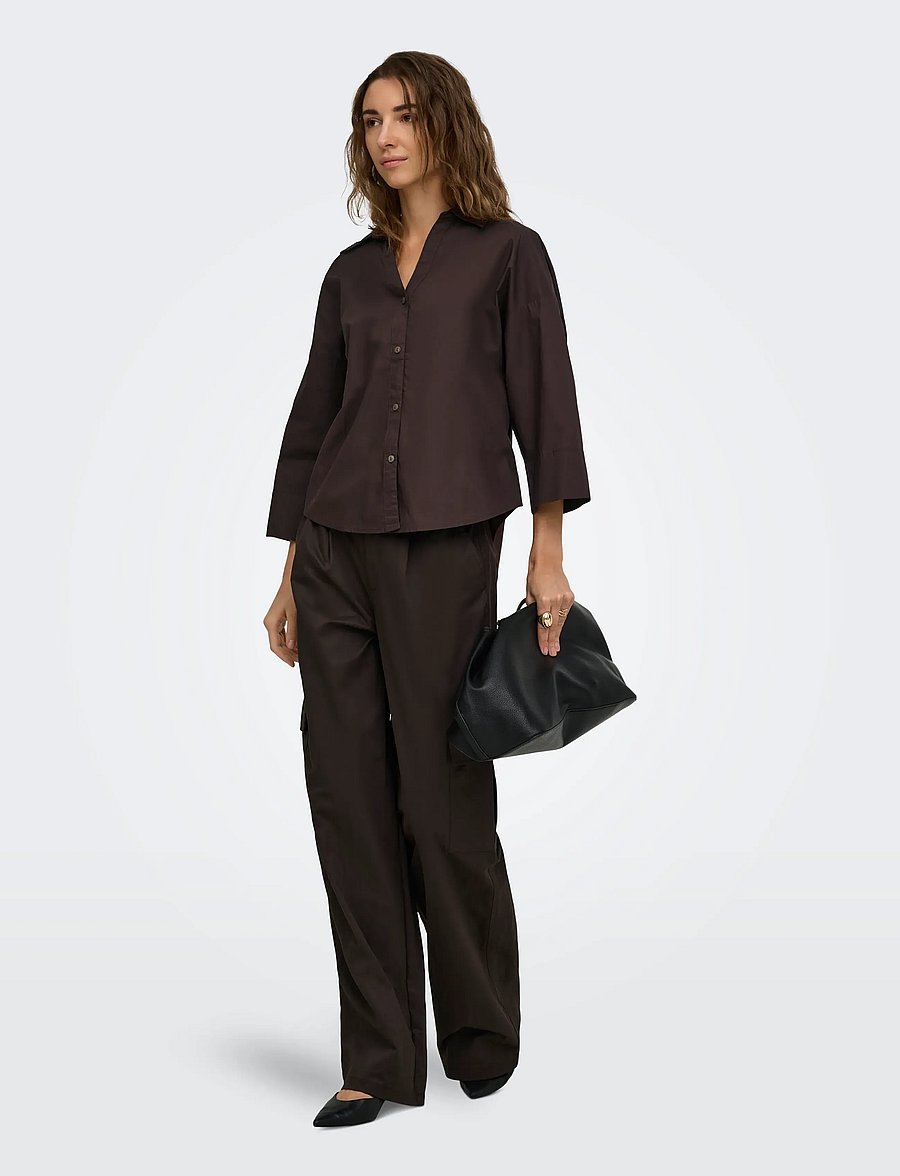 ONLY - ONLSAJA KERI 3/4 SHIRT WVN - kortærmede skjorter - coffee bean - 4