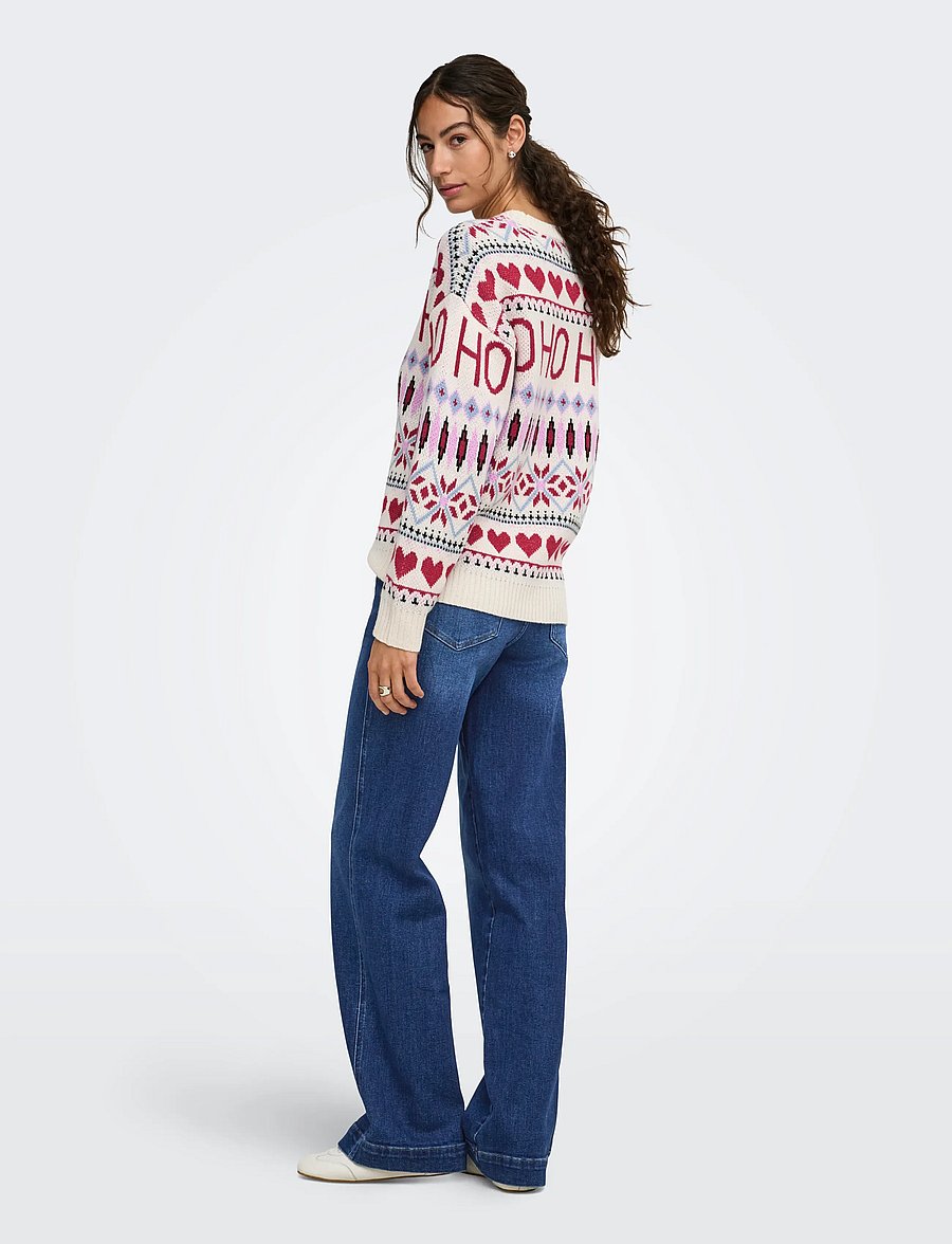 ONLY - ONLXMAS HO LS O-NECK KNT - birch - 3