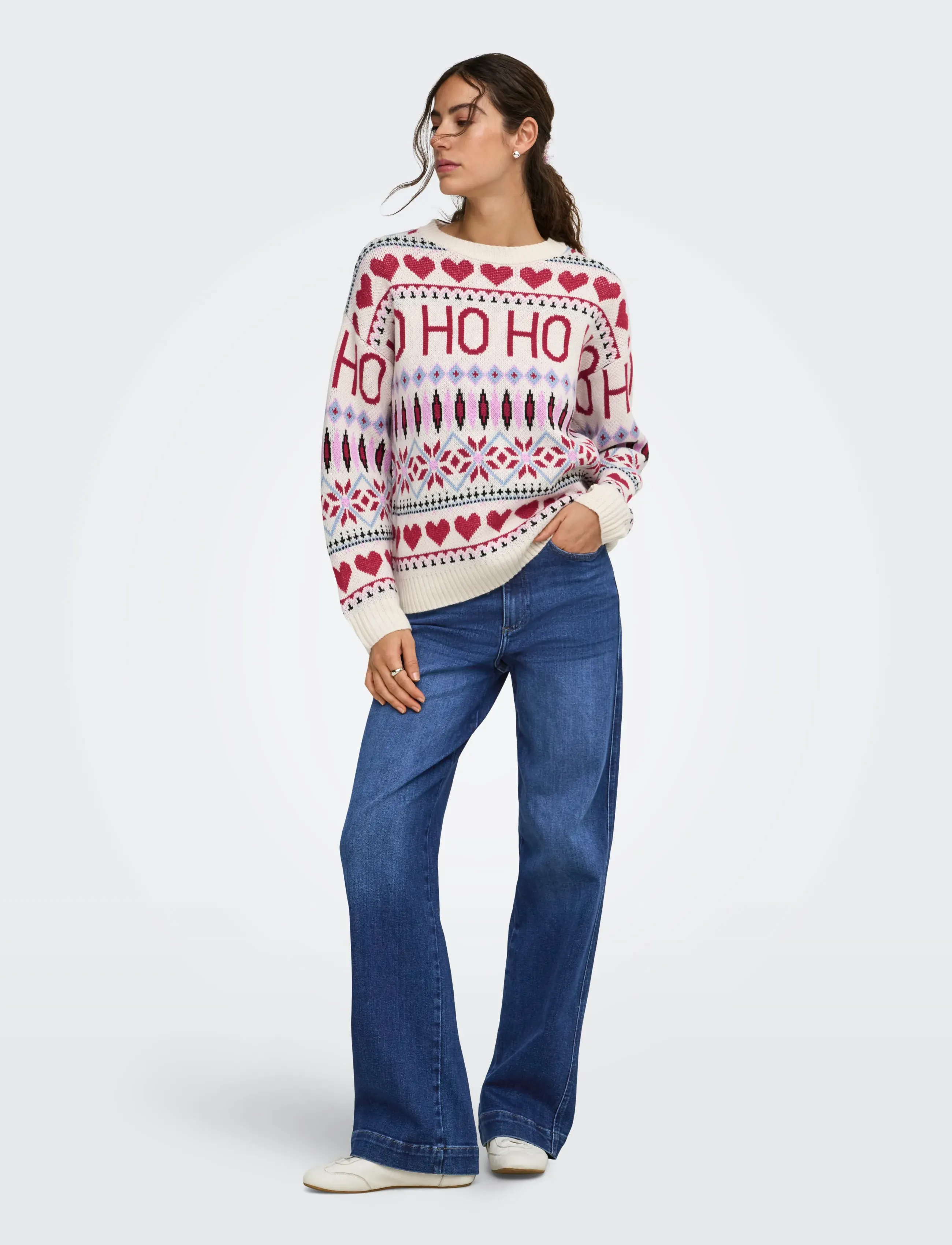 ONLY - ONLXMAS HO LS O-NECK KNT - birch - 4