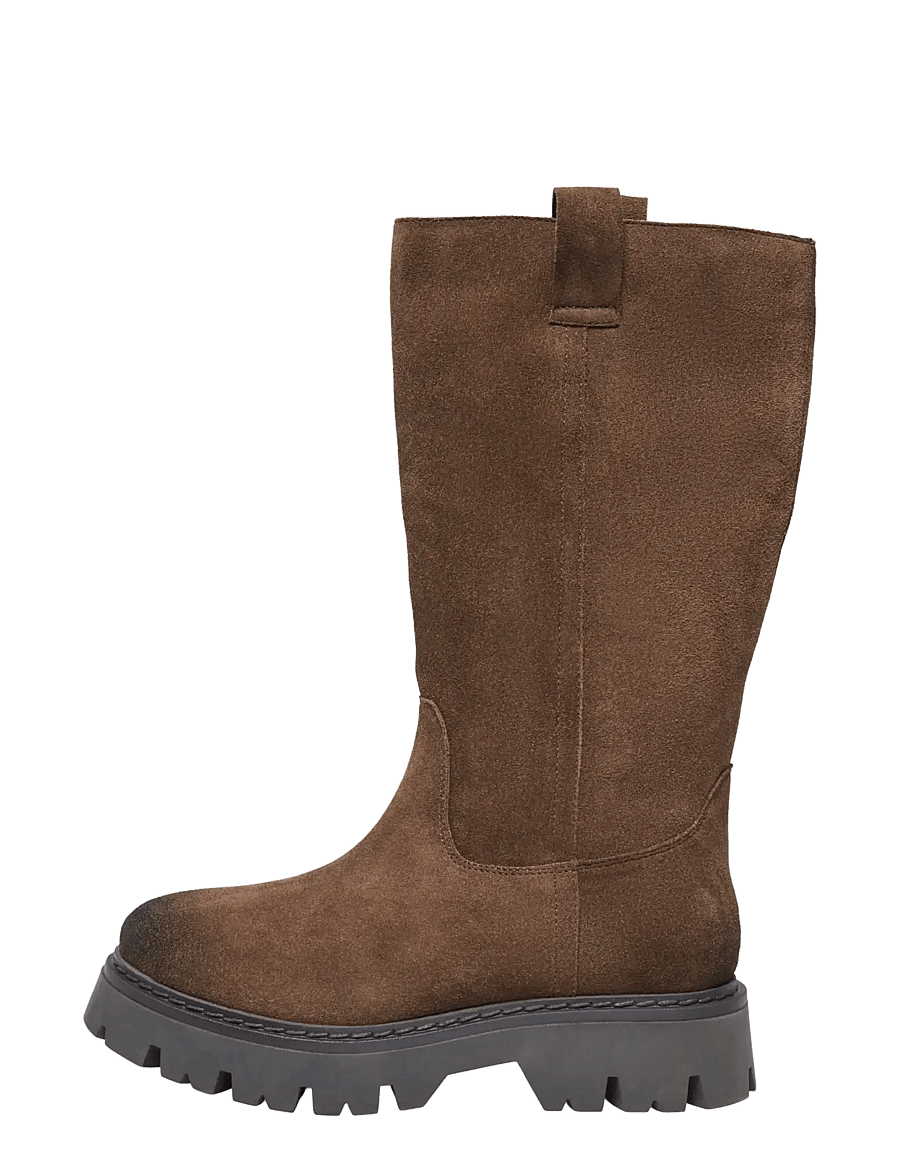 ONLY - ONLEA LEATHER HIGH BOOT - kniehohe stiefel - brown stone - 0