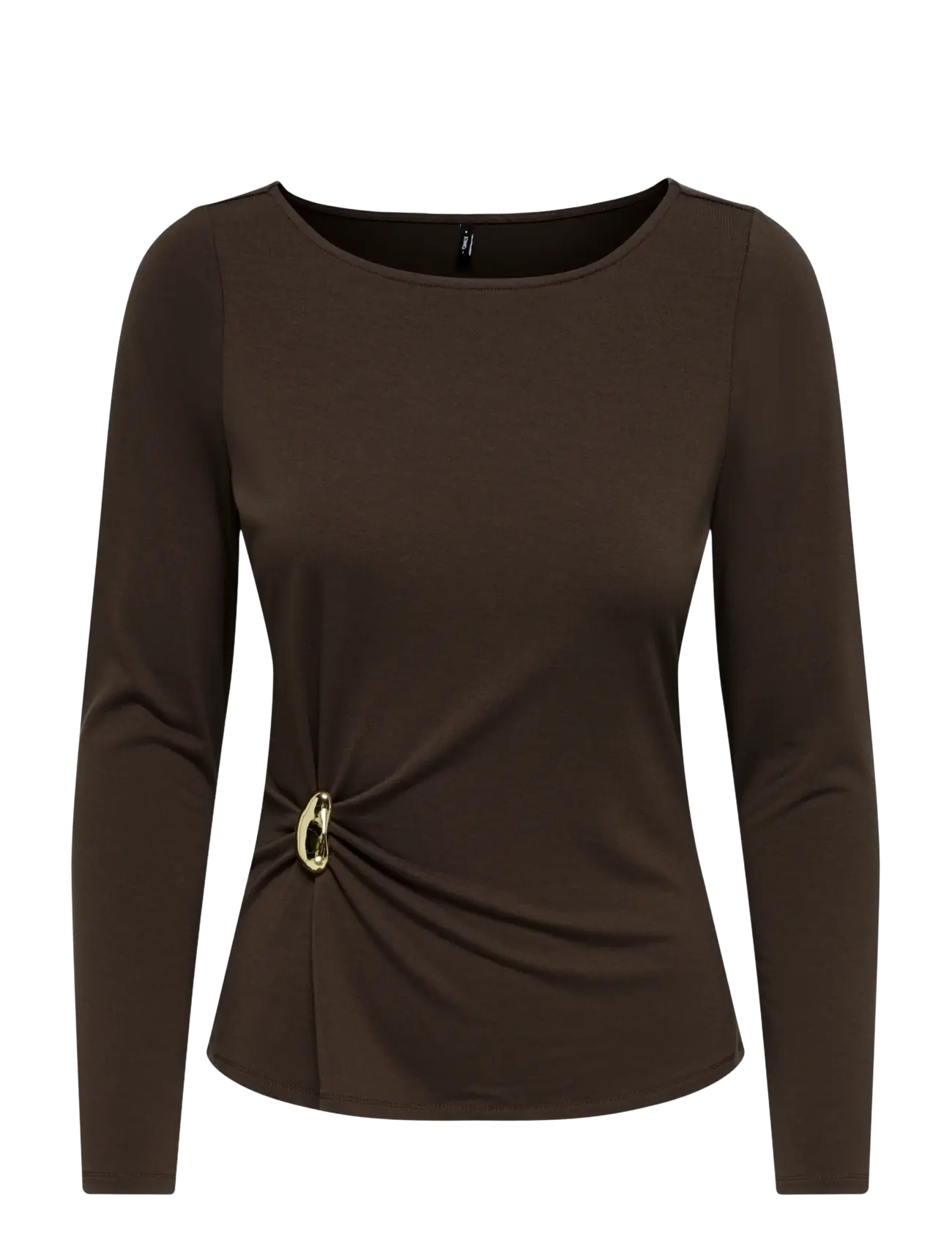 ONLY - ONLELENA L/S BOATNECK METAL TOP JRS NOOS - coffee bean - 1