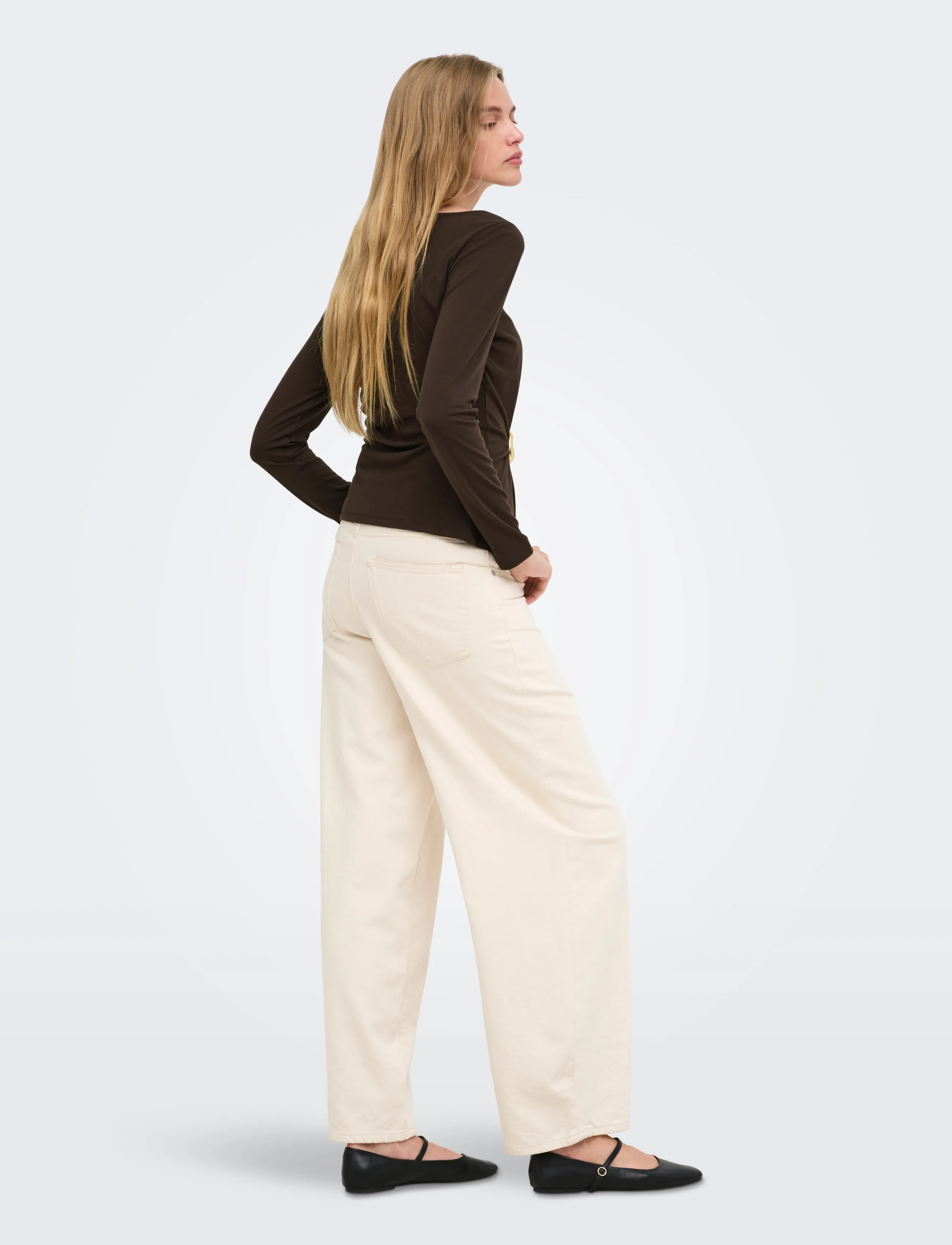 ONLY - ONLELENA L/S BOATNECK METAL TOP JRS NOOS - coffee bean - 3