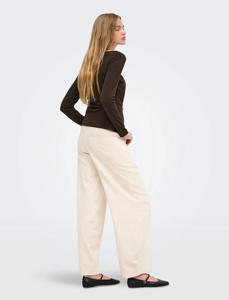 ONLY - ONLELENA L/S BOATNECK METAL TOP JRS NOOS - coffee bean - 3