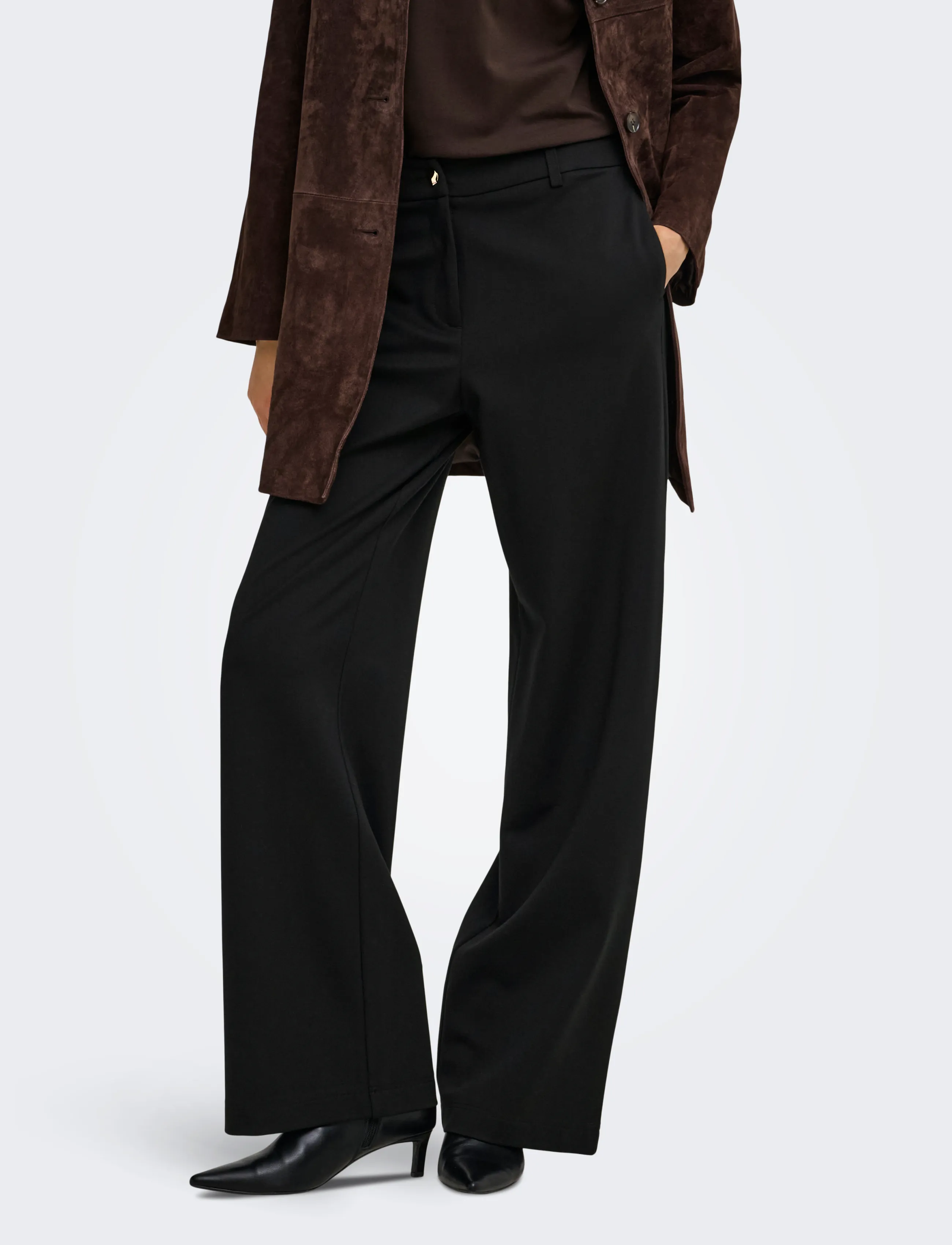ONLY ONLPOPTRASH-TAILORED HW STR PANT TLR - Rette bukser - BLACK / black