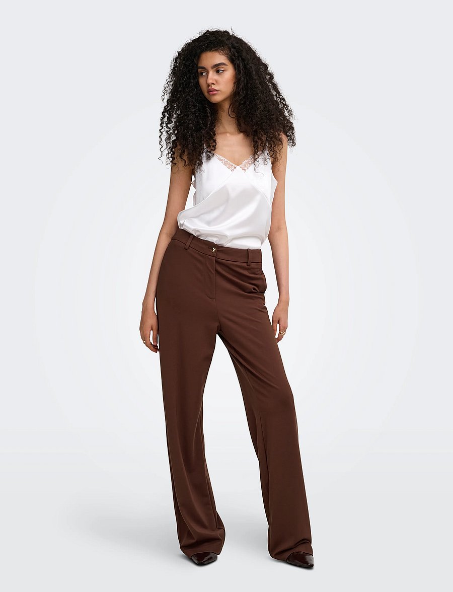 ONLY - ONLPOPTRASH-TAILORED HW STR PANT TLR - hose mit geradem bein - rum raisin - 4