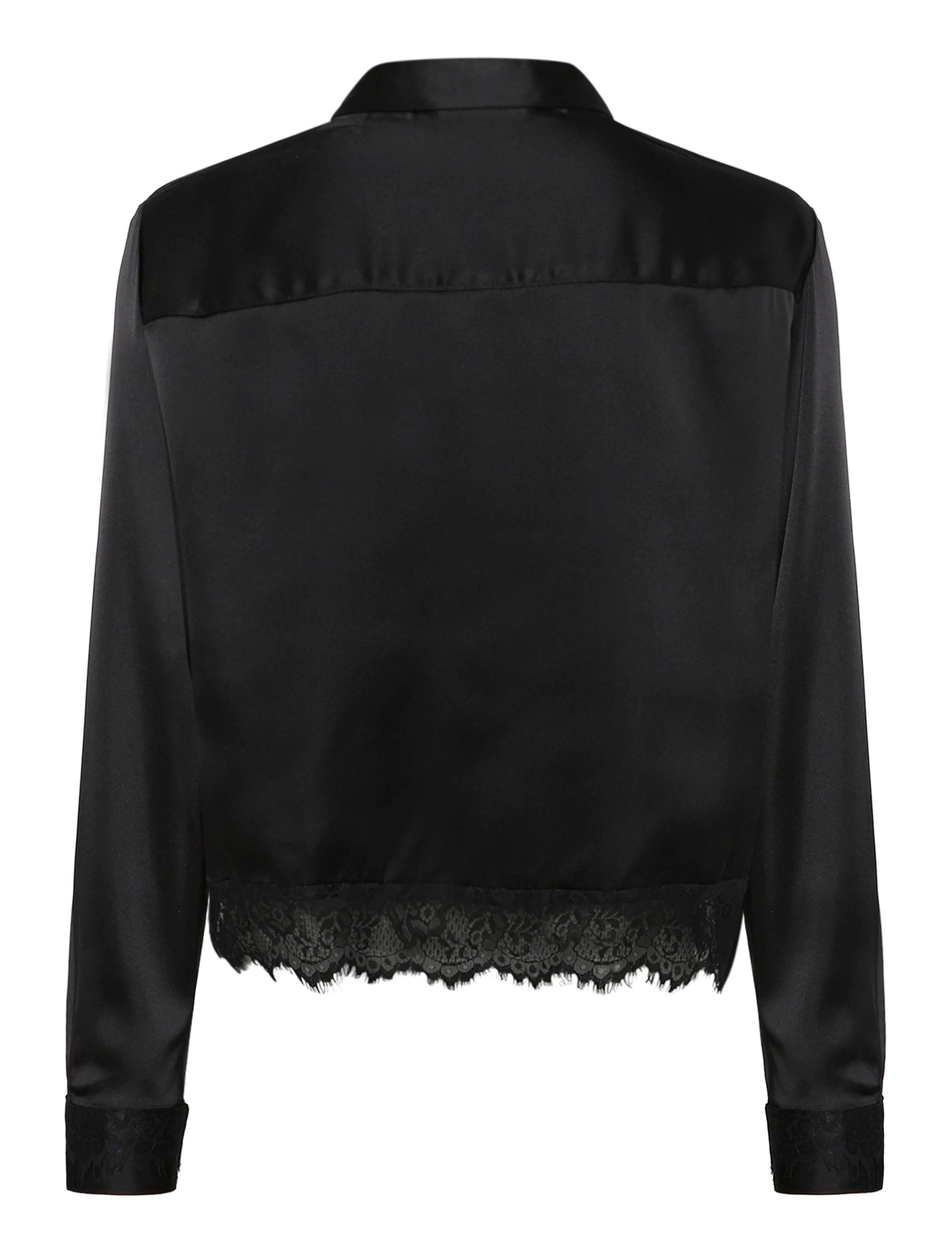 ONLY - ONLINDONA L/S SATIN LACE SHIRT WVN - long-sleeved shirts - black - 2