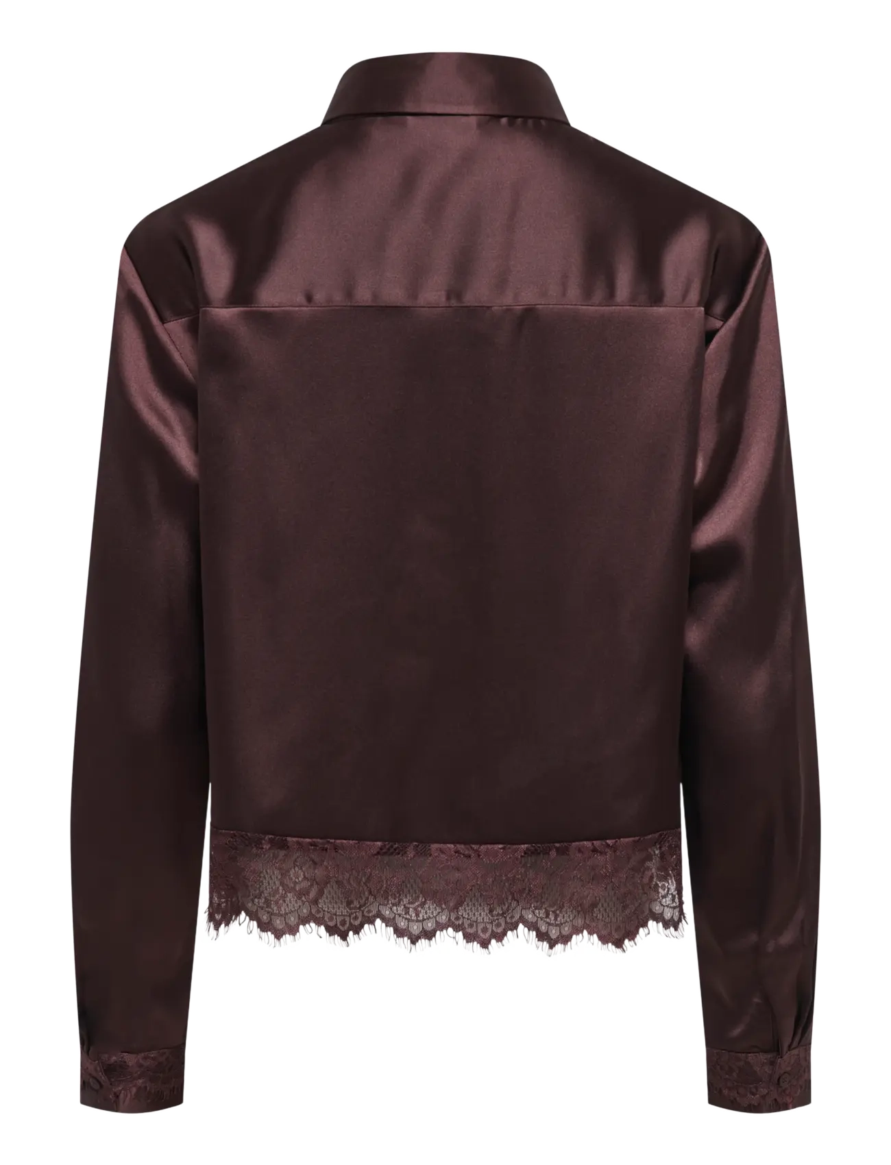 ONLY - ONLINDONA L/S SATIN LACE SHIRT WVN - langærmede skjorter - chocolate torte - 2