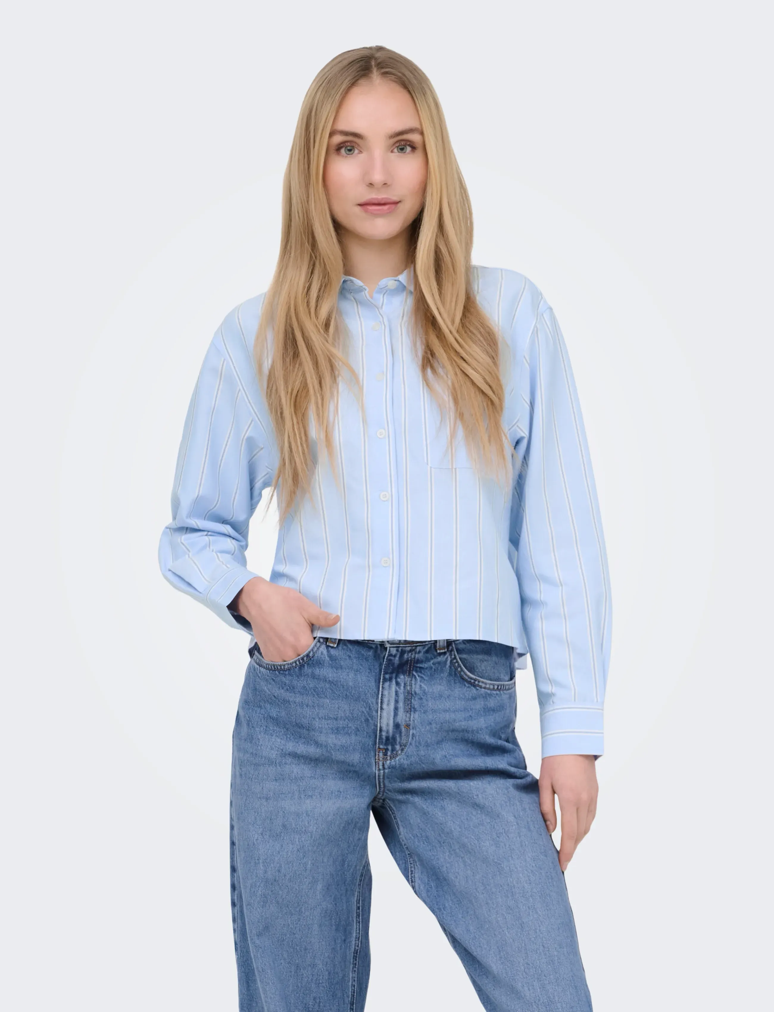 ONLY ONLELOWEN LS STRIPE SHIRT WVN EX - Hemden - ZEN BLUE / white