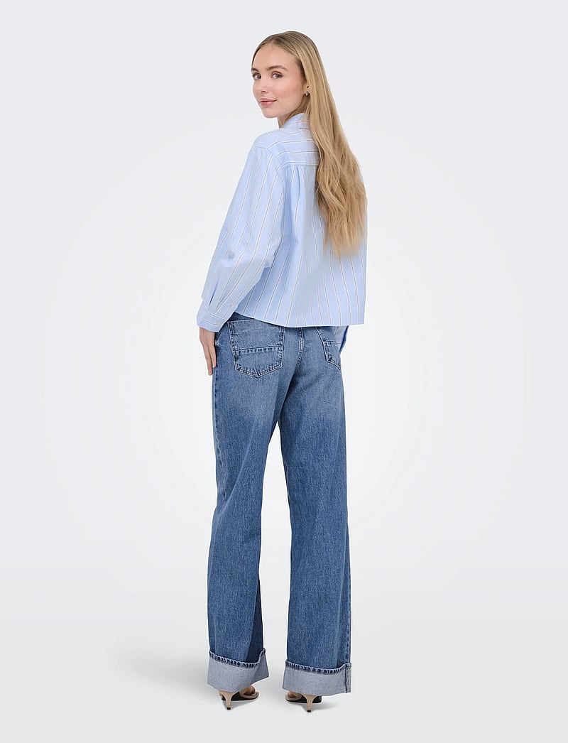 ONLY - ONLELOWEN LS STRIPE SHIRT WVN EX - marškiniai ilgomis rankovėmis - zen blue - 3