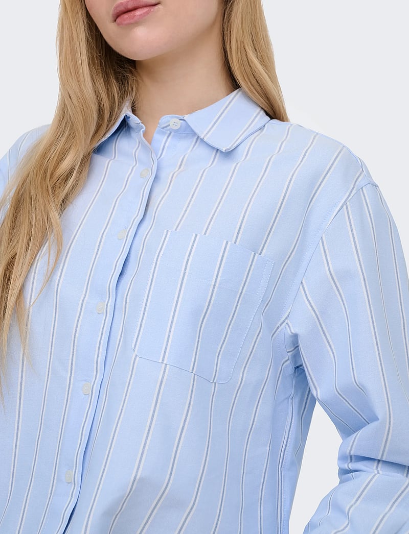 ONLY - ONLELOWEN LS STRIPE SHIRT WVN EX - marškiniai ilgomis rankovėmis - zen blue - 5