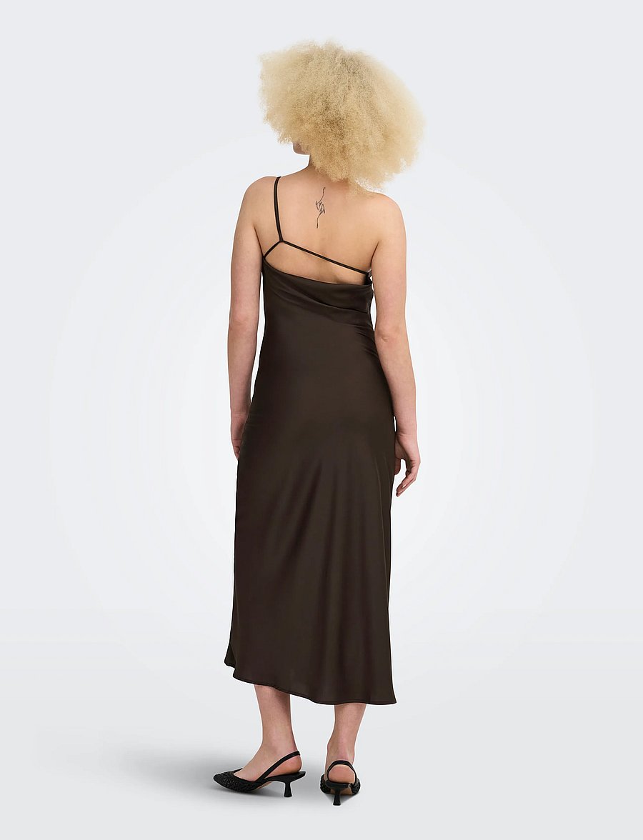 ONLY - ONLSKYE CHIGO ONE SHOULDER DRESS WVN EX - slipklänningar - chocolate brown - 3