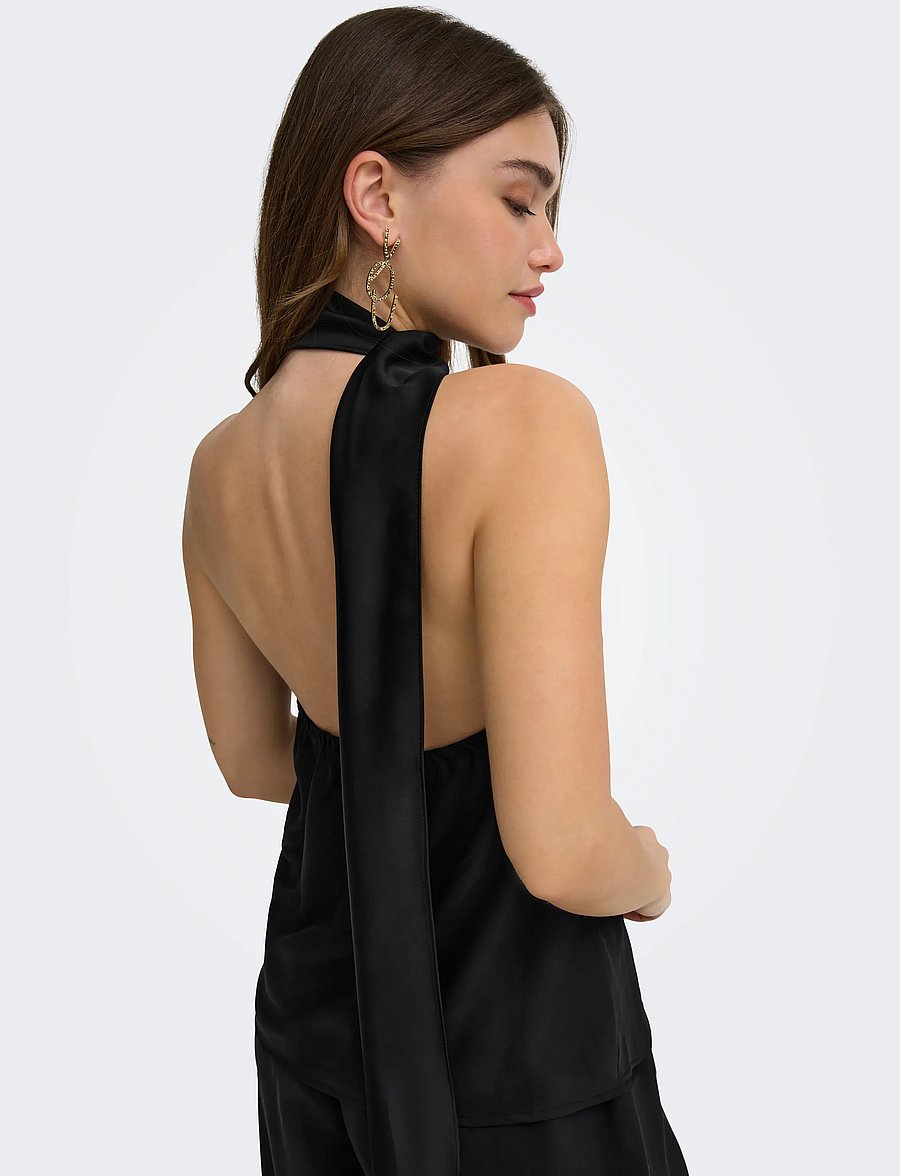 ONLY - ONLAMARA CHIGO S/L SCARF TOP WVN EX - Ærmeløse bluser - black - 5