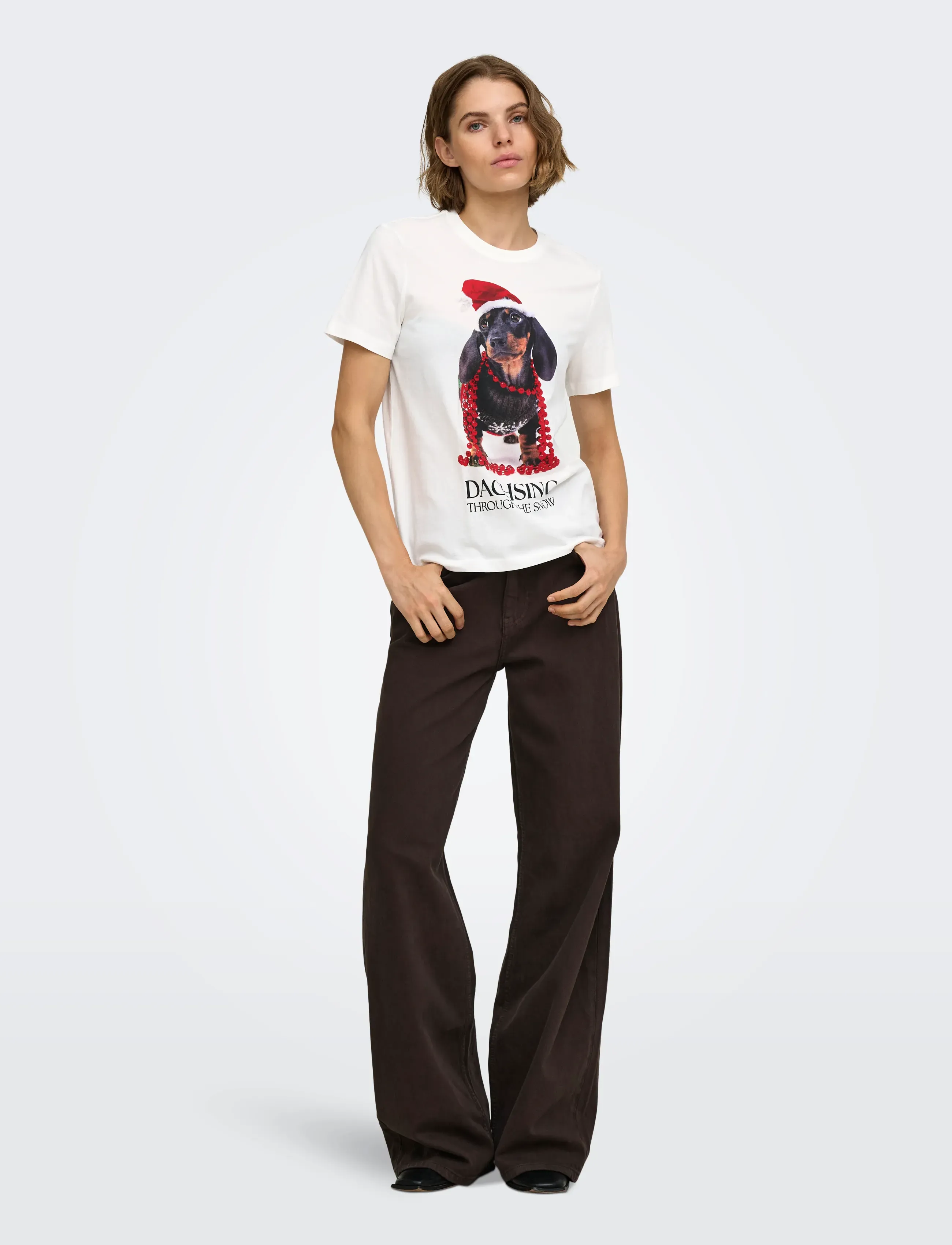 ONLY - ONLANIMAL REG S/S TOP BOX XMAS CS JRS - t-shirts - cloud dancer - 4