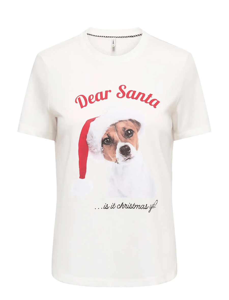 ONLY - ONLANIMAL REG S/S TOP BOX XMAS CS JRS - cloud dancer - 1