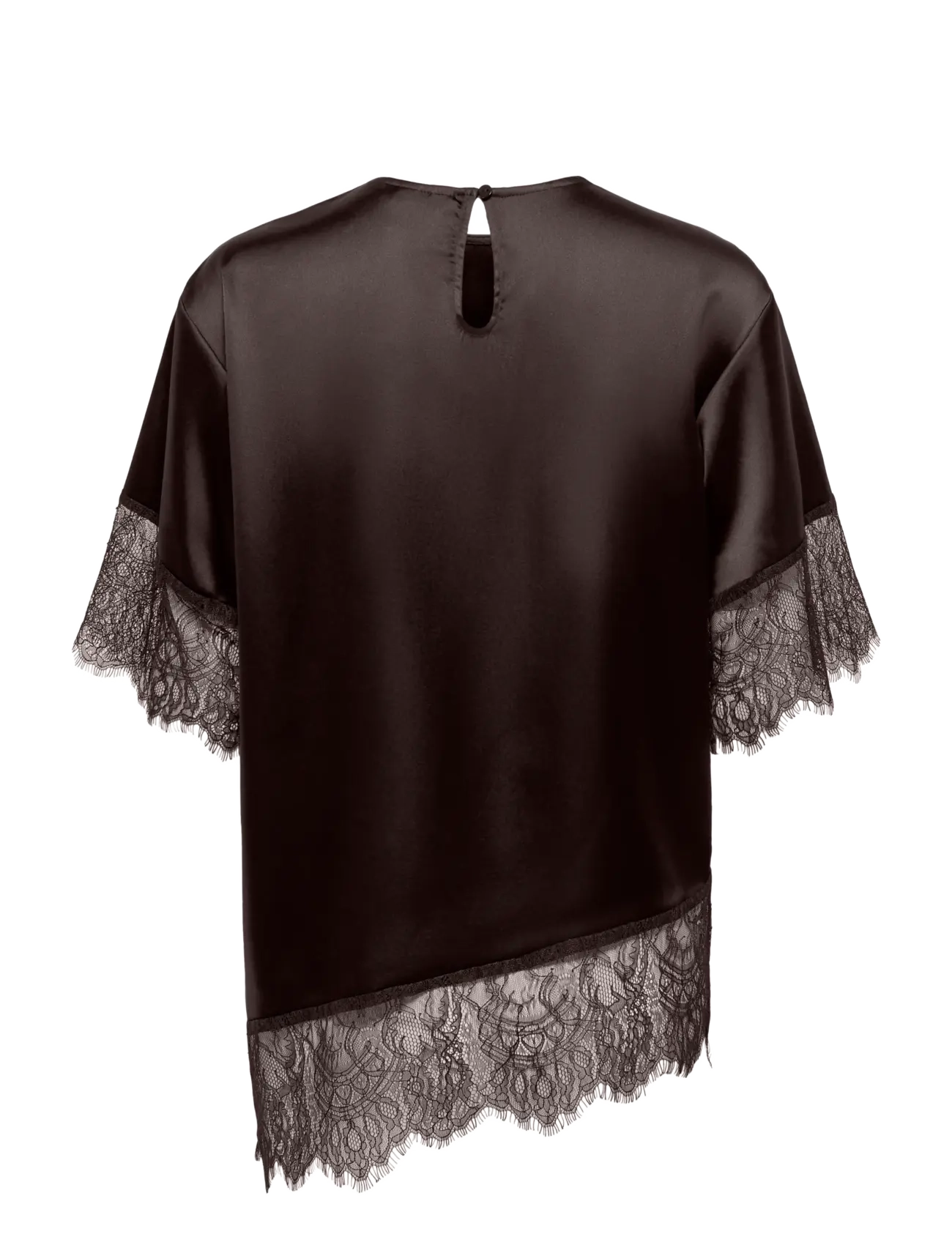 ONLY - ONLINDONA 2/4 SATIN LACE TOP WVN - kortärmade blusar - chocolate torte - 2